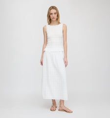 The Phoebe Nap Top - White Crinkle Check