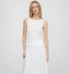 The Phoebe Nap Top - White Crinkle Check