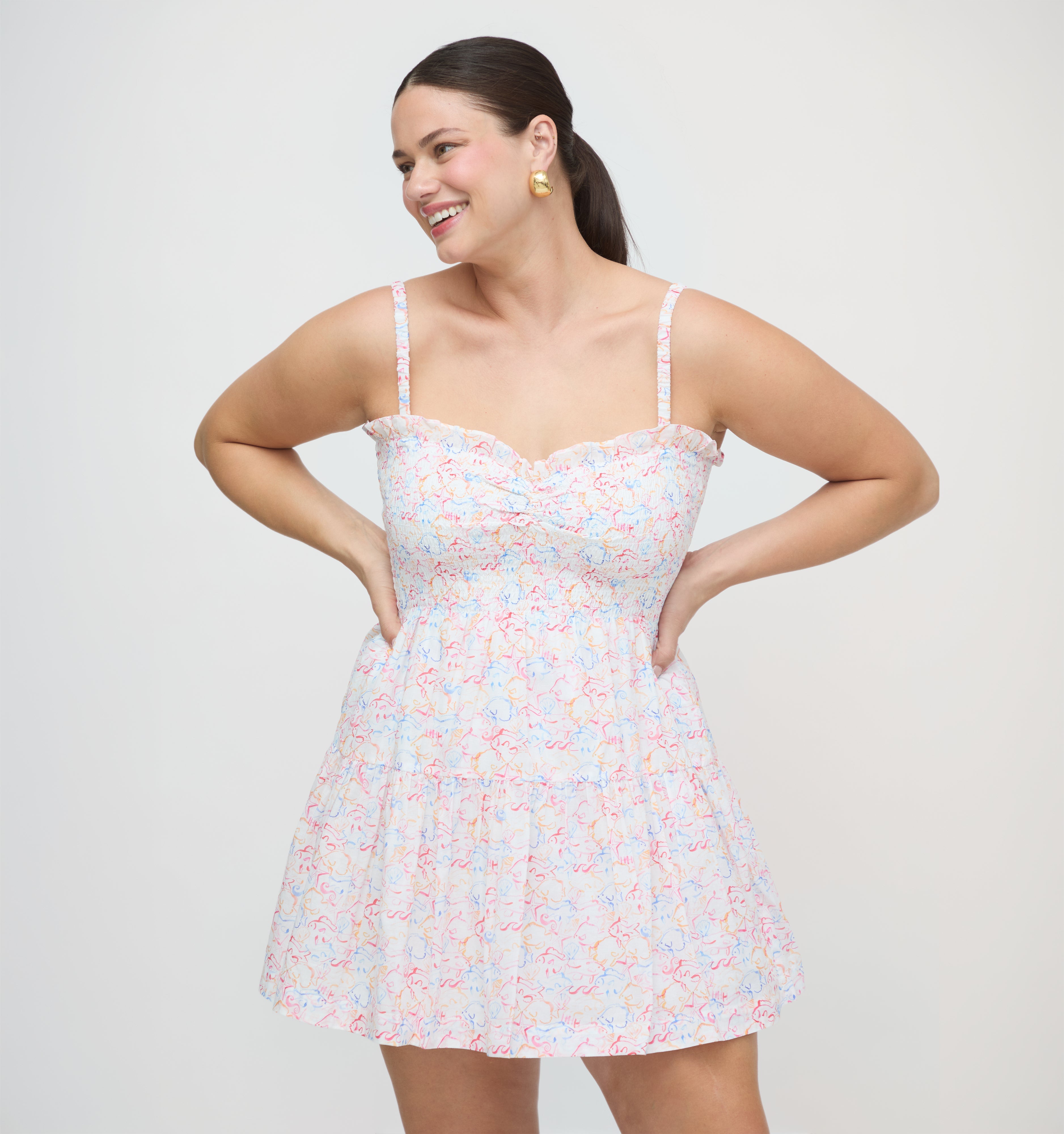 The Rebecca Mini Nap Dress - Camo Fish