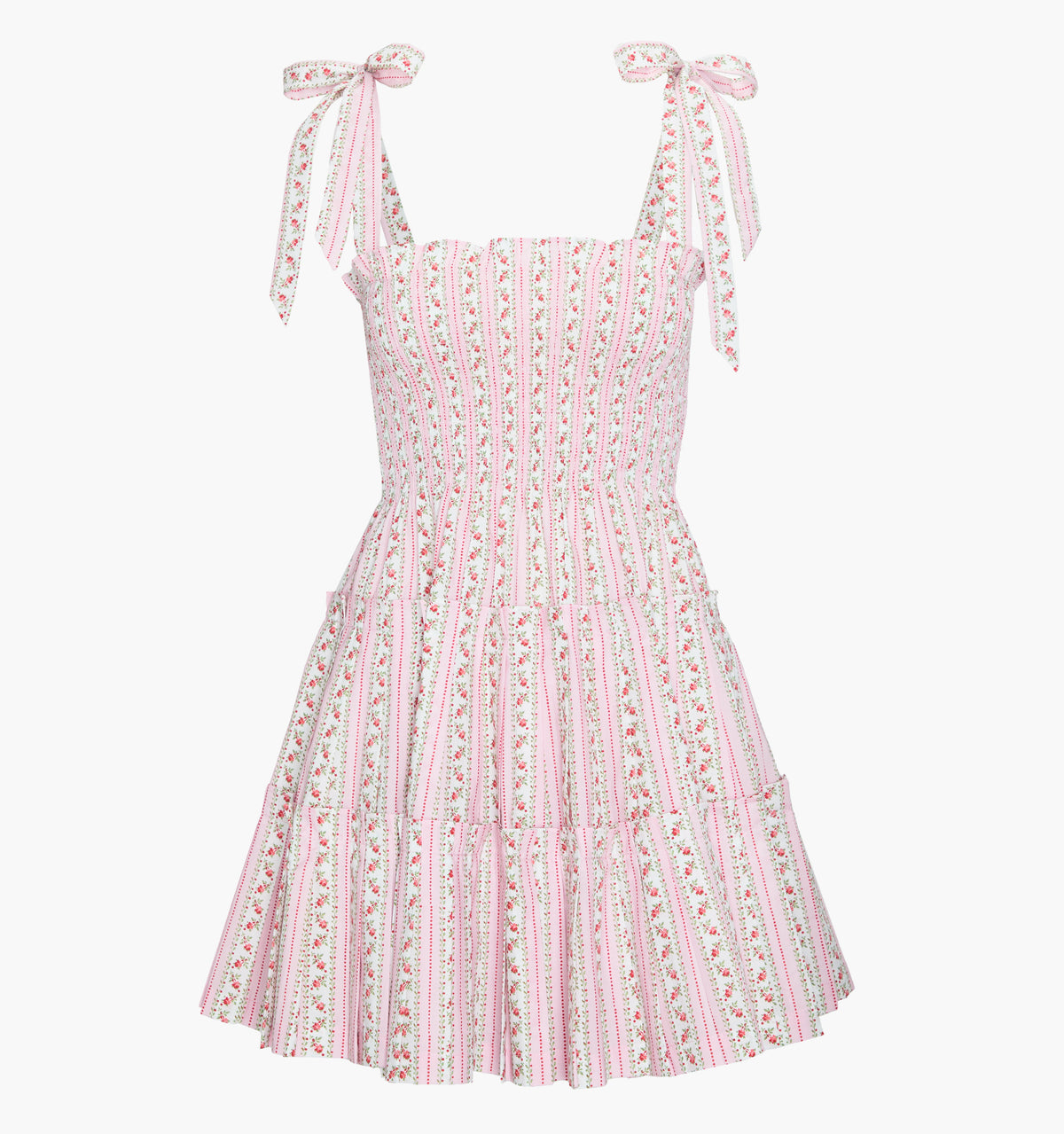 The Ribbon Charlotte Nap Dress - Pink Floral Dot Stripe