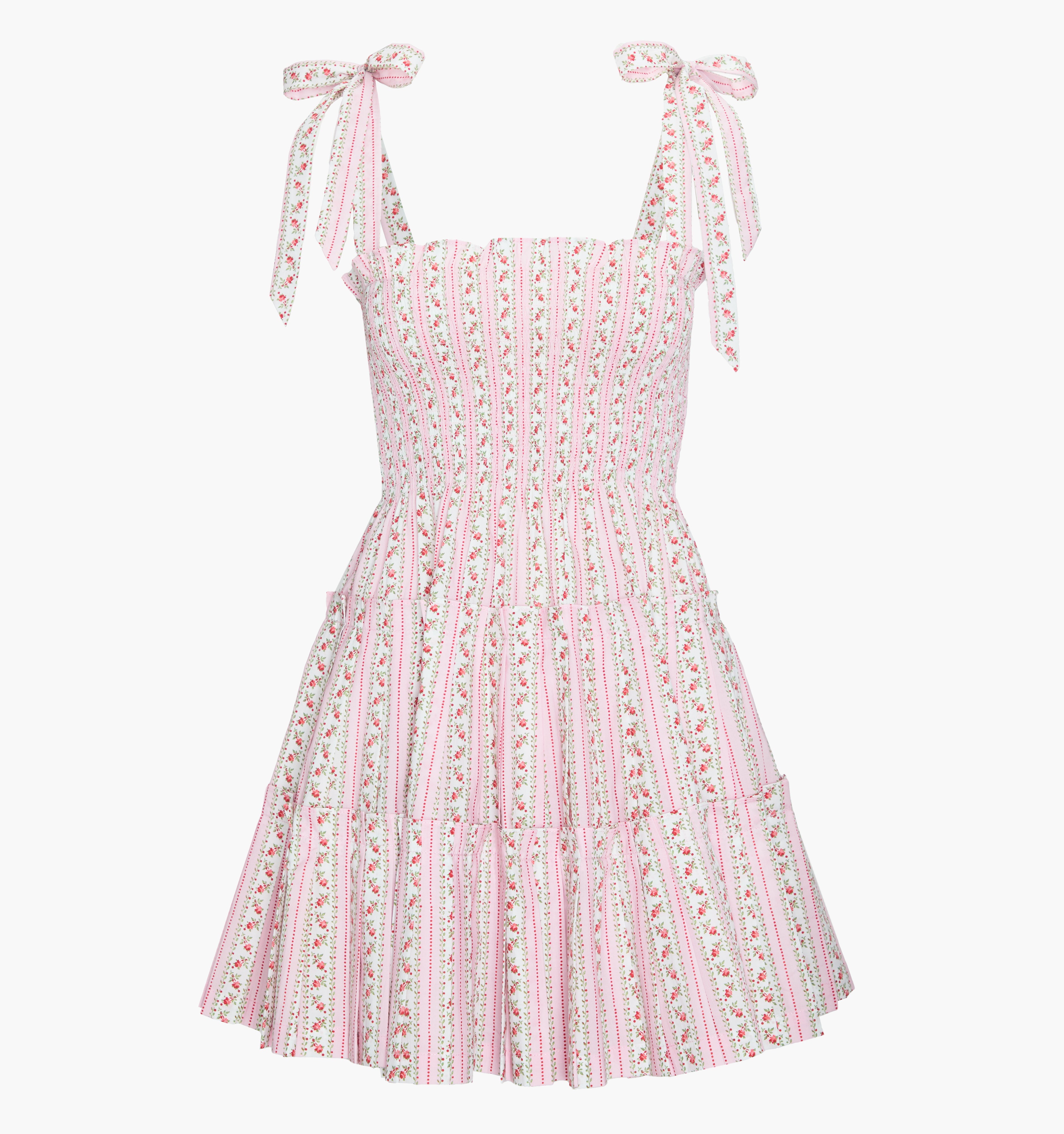 The Ribbon Charlotte Nap Dress - Pink Floral Dot Stripe