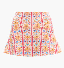 The Riley Pool Skirt - Pink Floral Block Stripe
