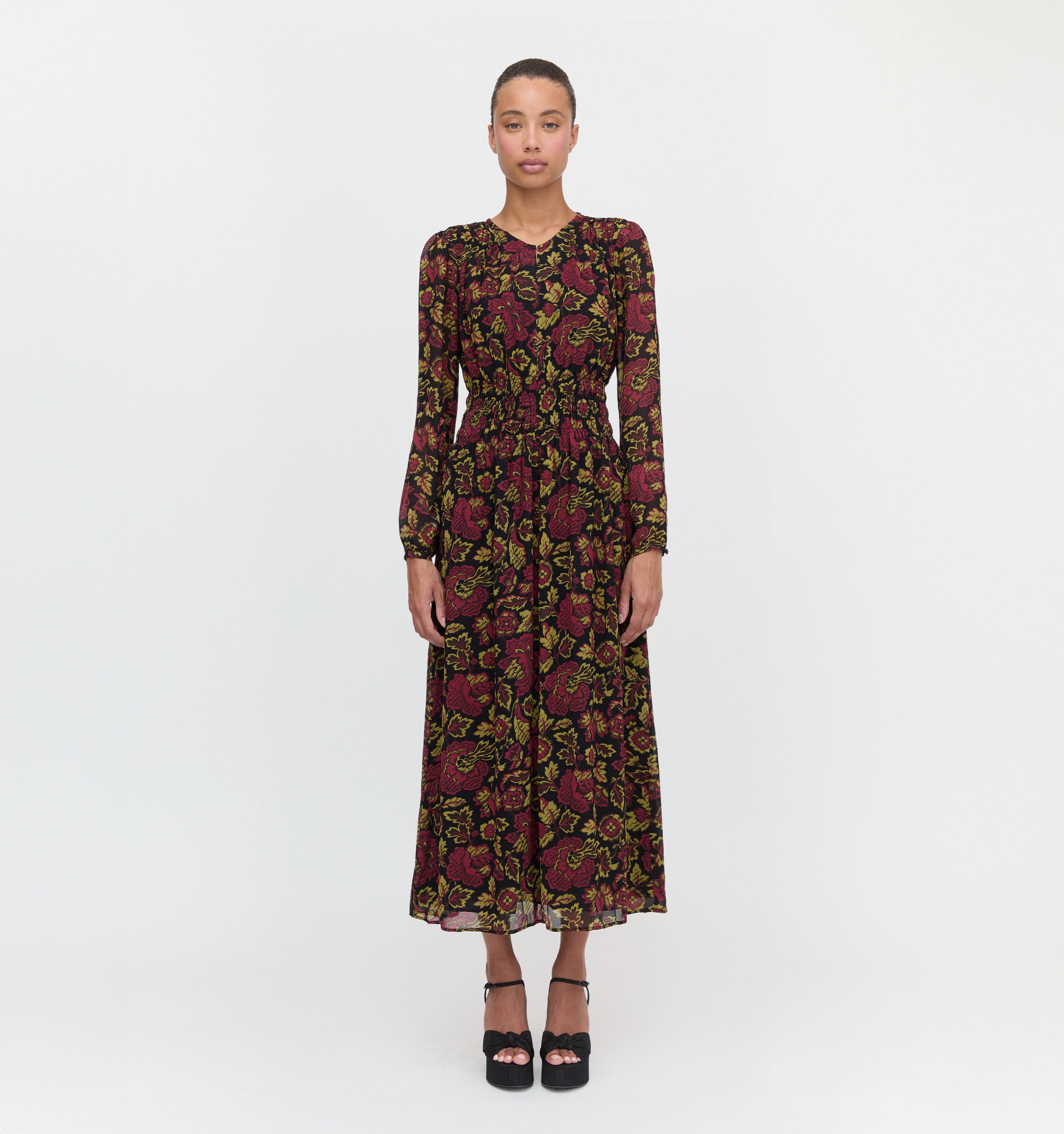 The Rosely Dress - Black Palampore Floral