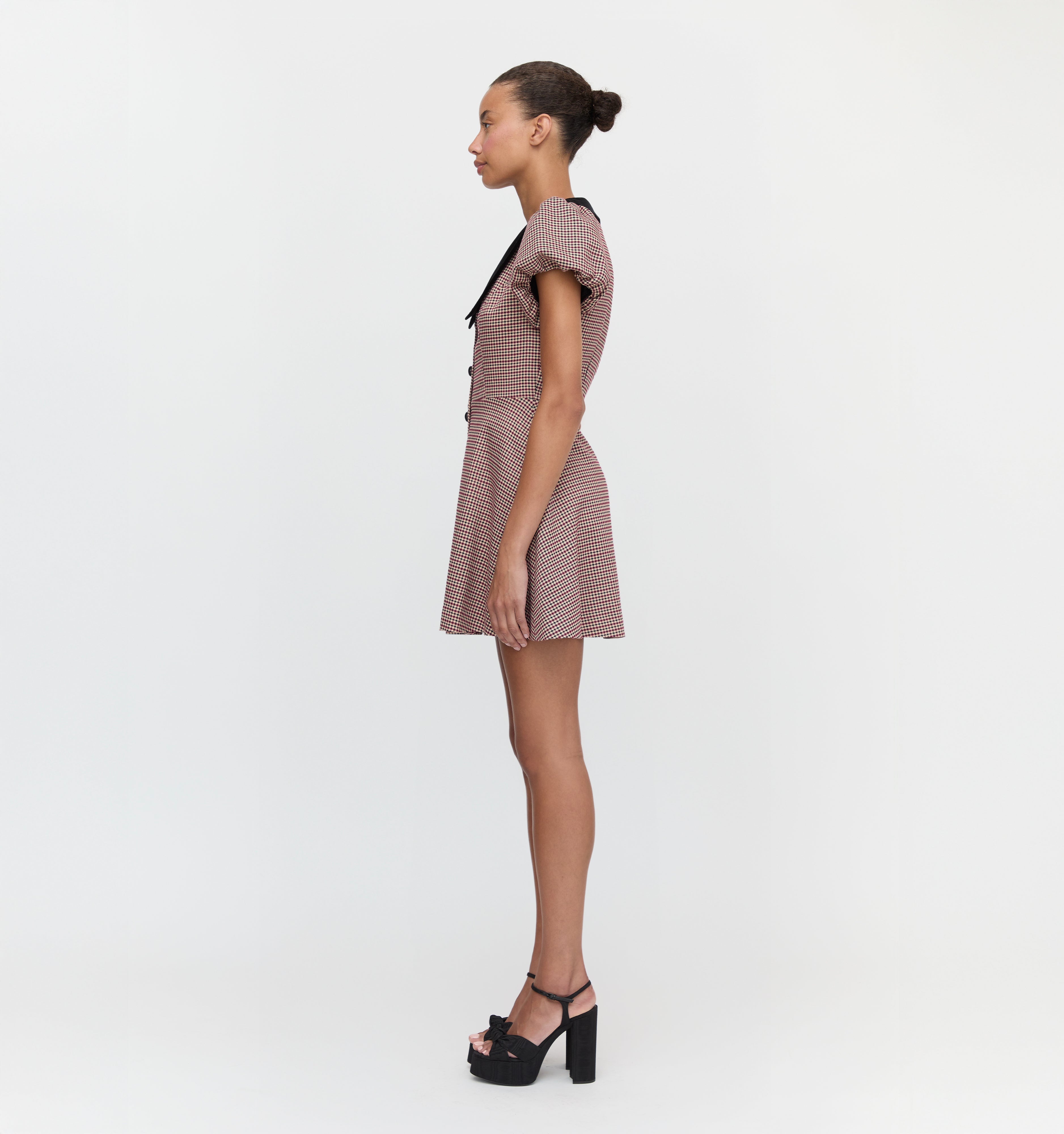 The Samantha Dress - Burgundy Holmes Houndstooth