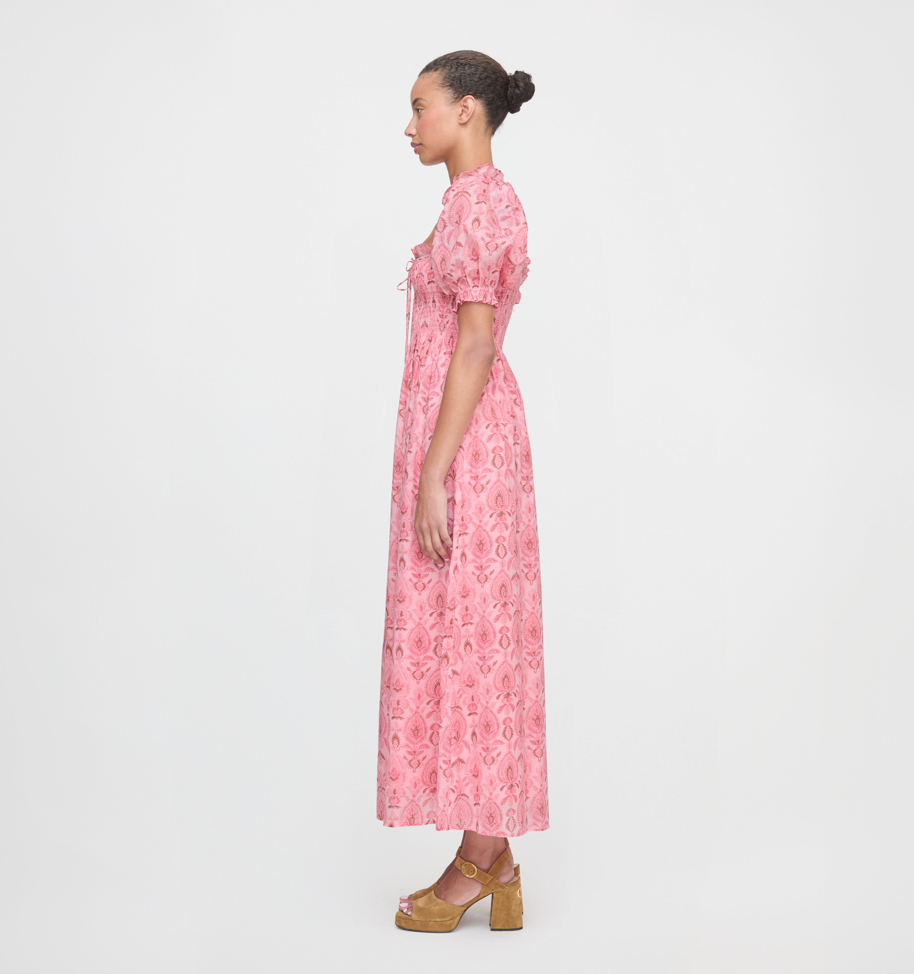 The Scarlett Nap Dress - Pink Palm Ikat