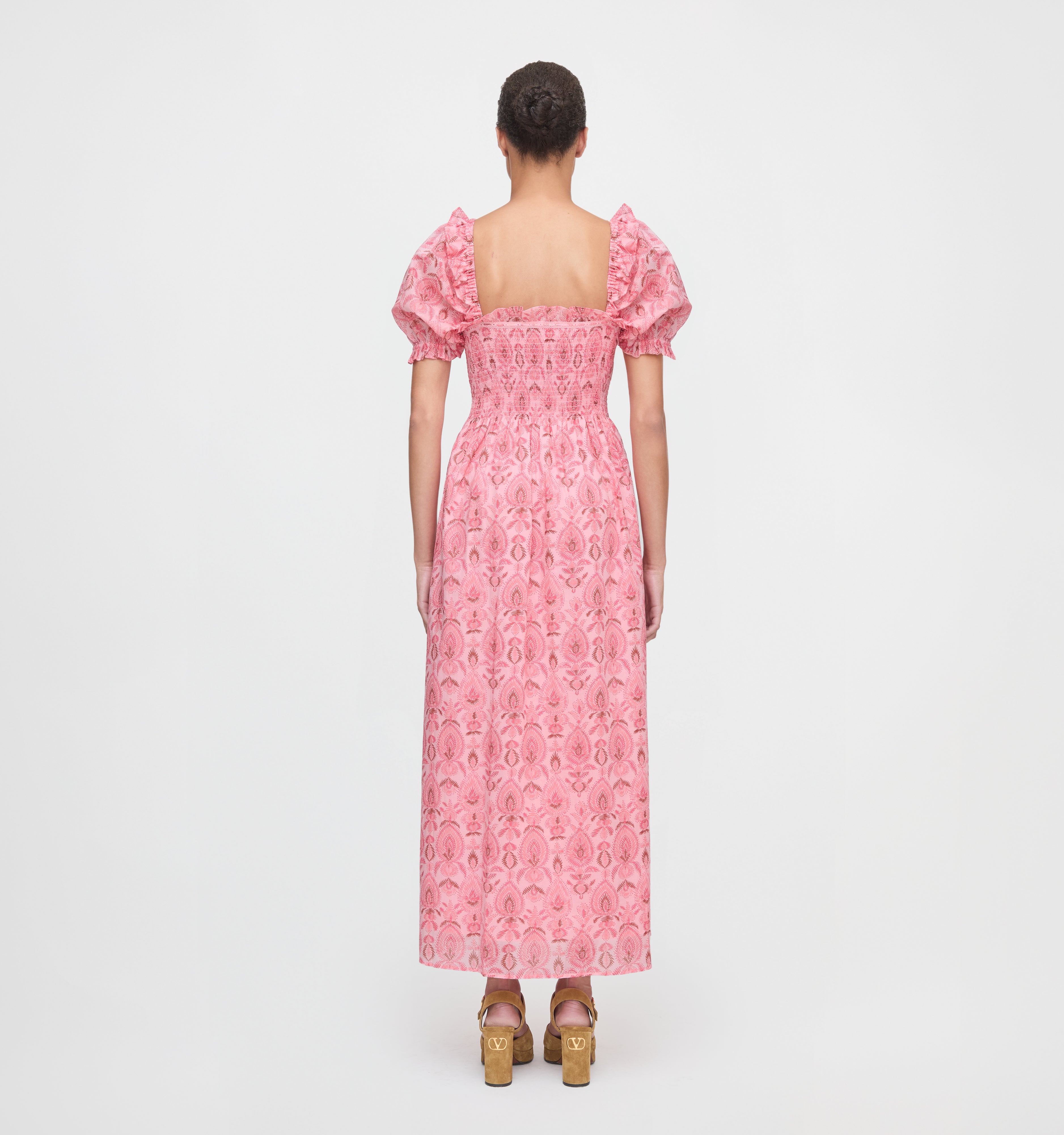The Scarlett Nap Dress - Pink Palm Ikat