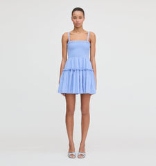 The Seraphina Mini Nap Dress - Bluebird Tonal Seersucker