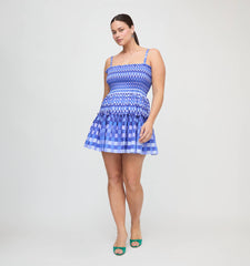 The Seraphina Mini Nap Dress - Blue Indigo Tilework