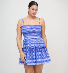 The Seraphina Mini Nap Dress - Blue Indigo Tilework