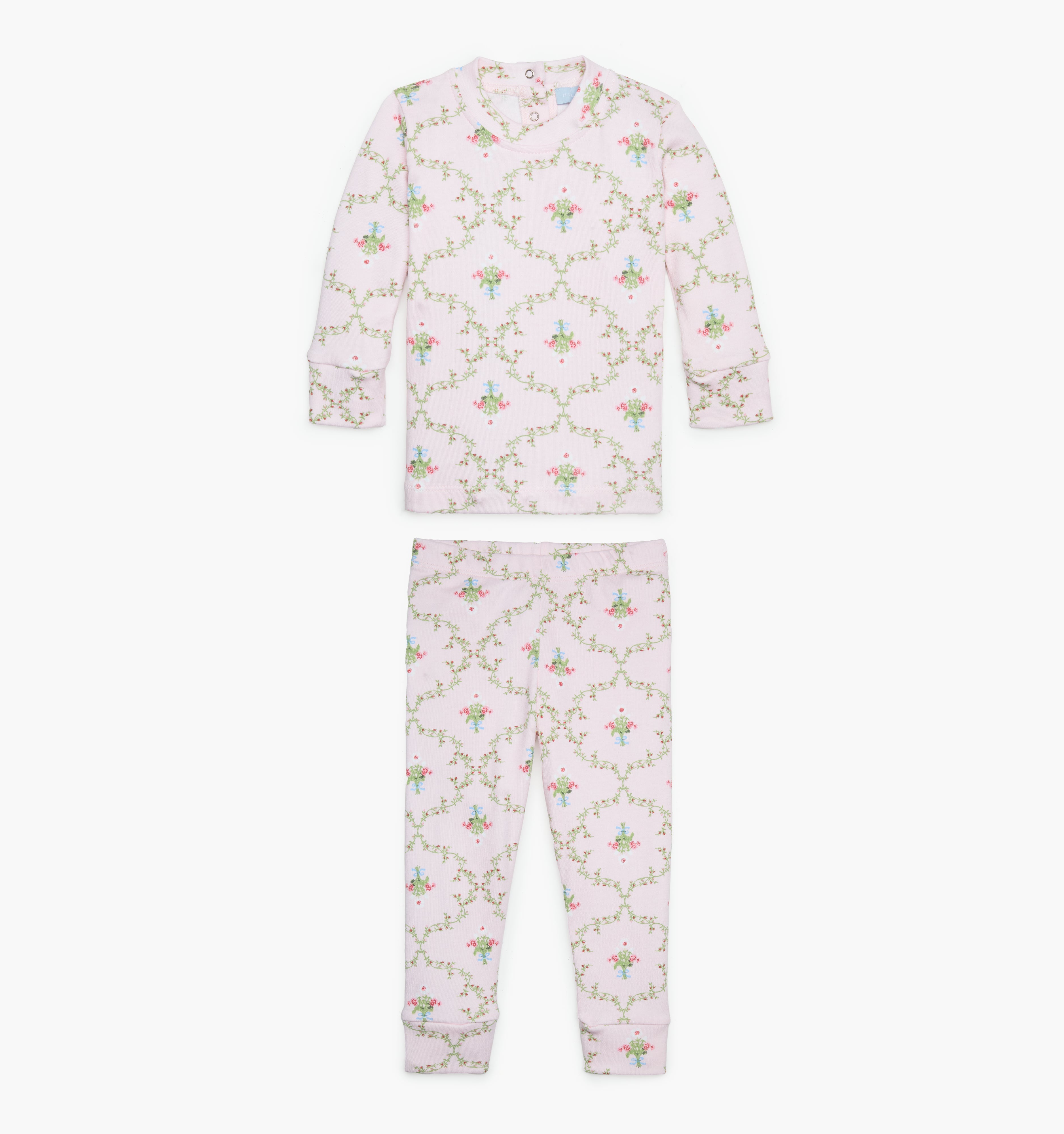 The Baby Sully PJ Set - Light Pink Trellis