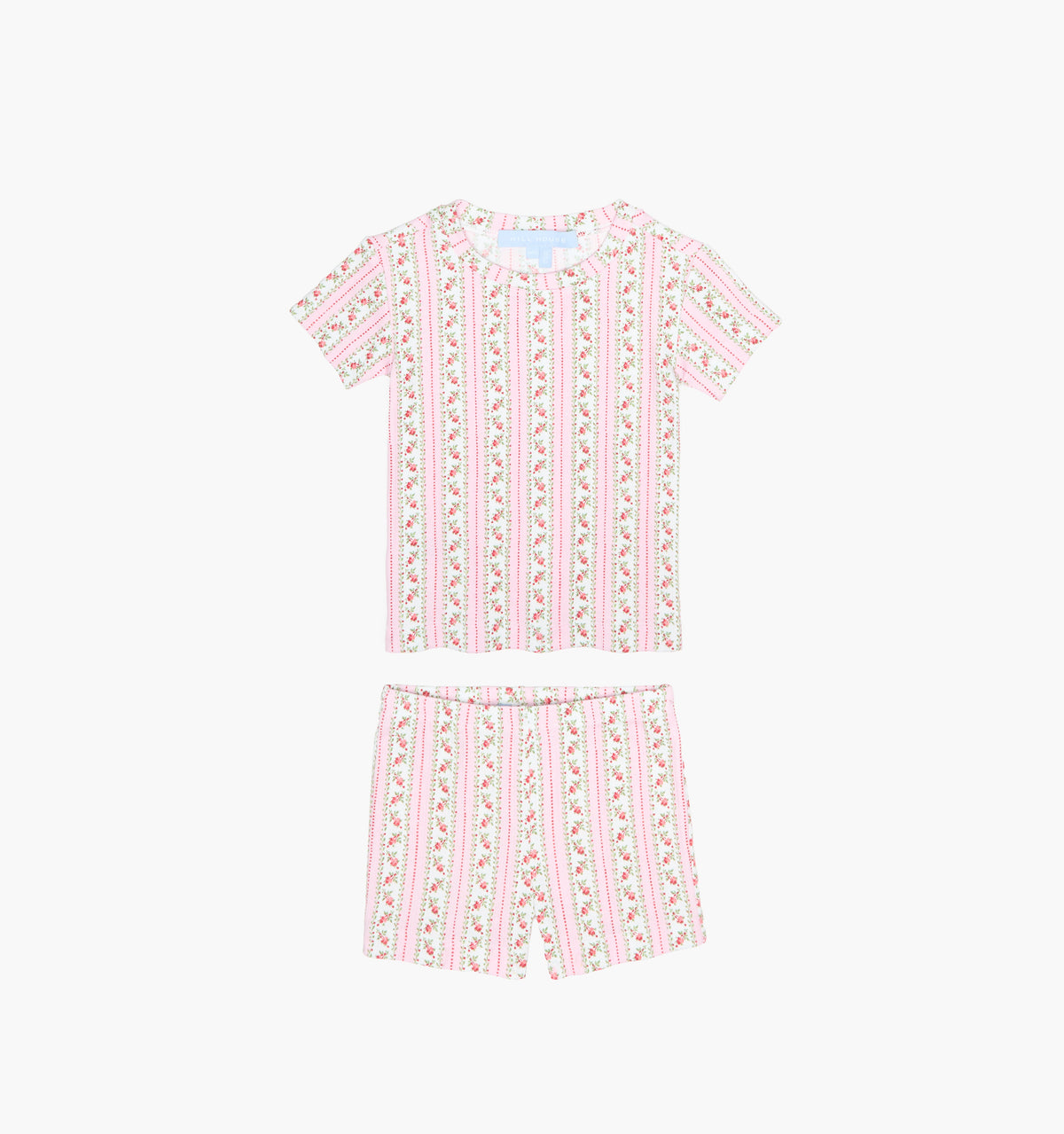 The Baby Lou Pointelle PJ Set - Floral Dot Stripe Pink