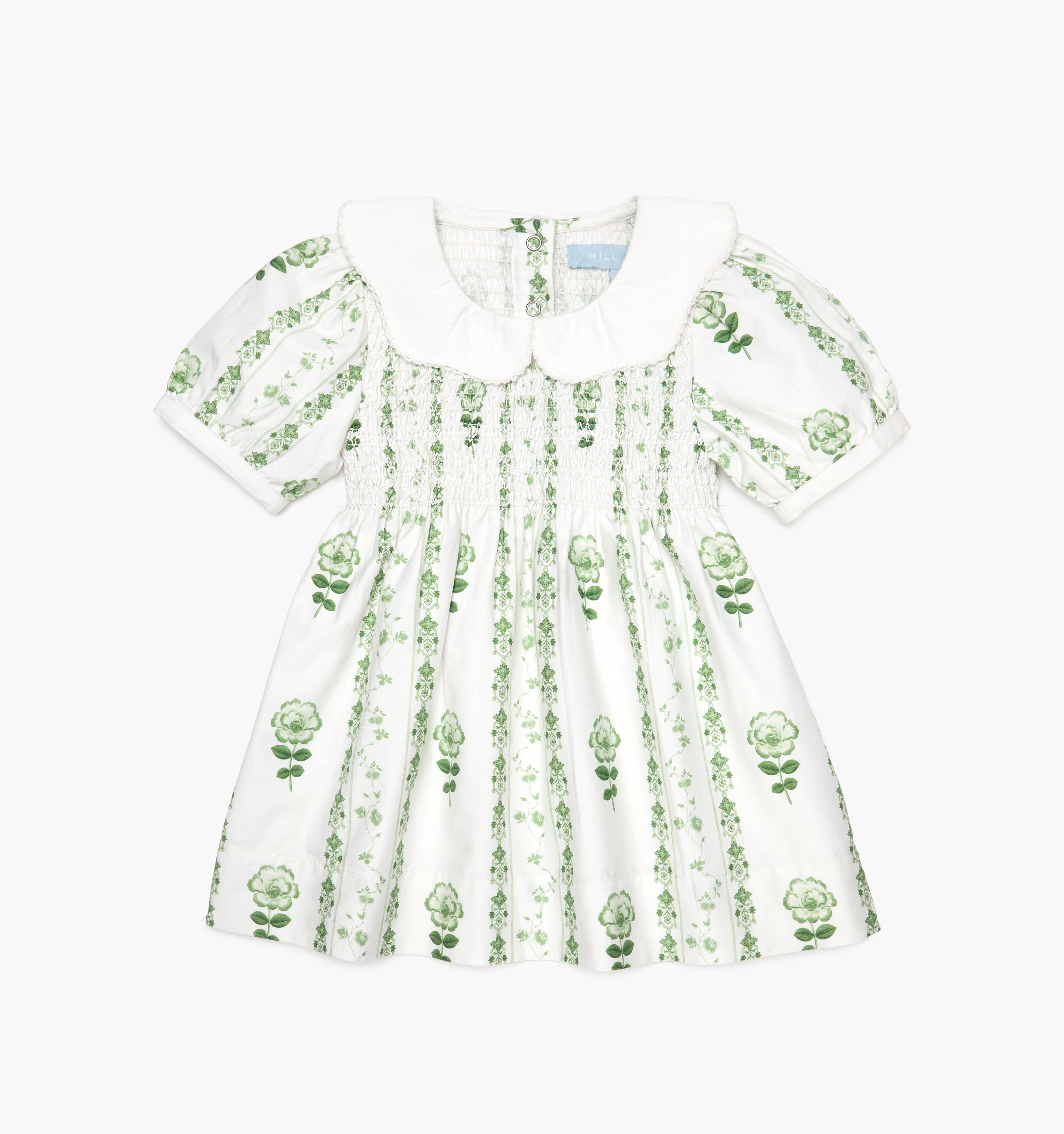 The Baby Mina Nap Dress - White/Green Arcadia Border