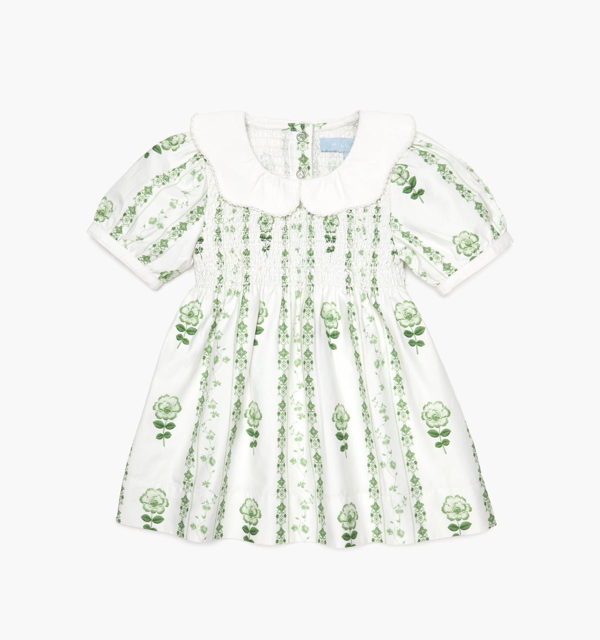 The Baby Mina Nap Dress - White/Green Arcadia Border