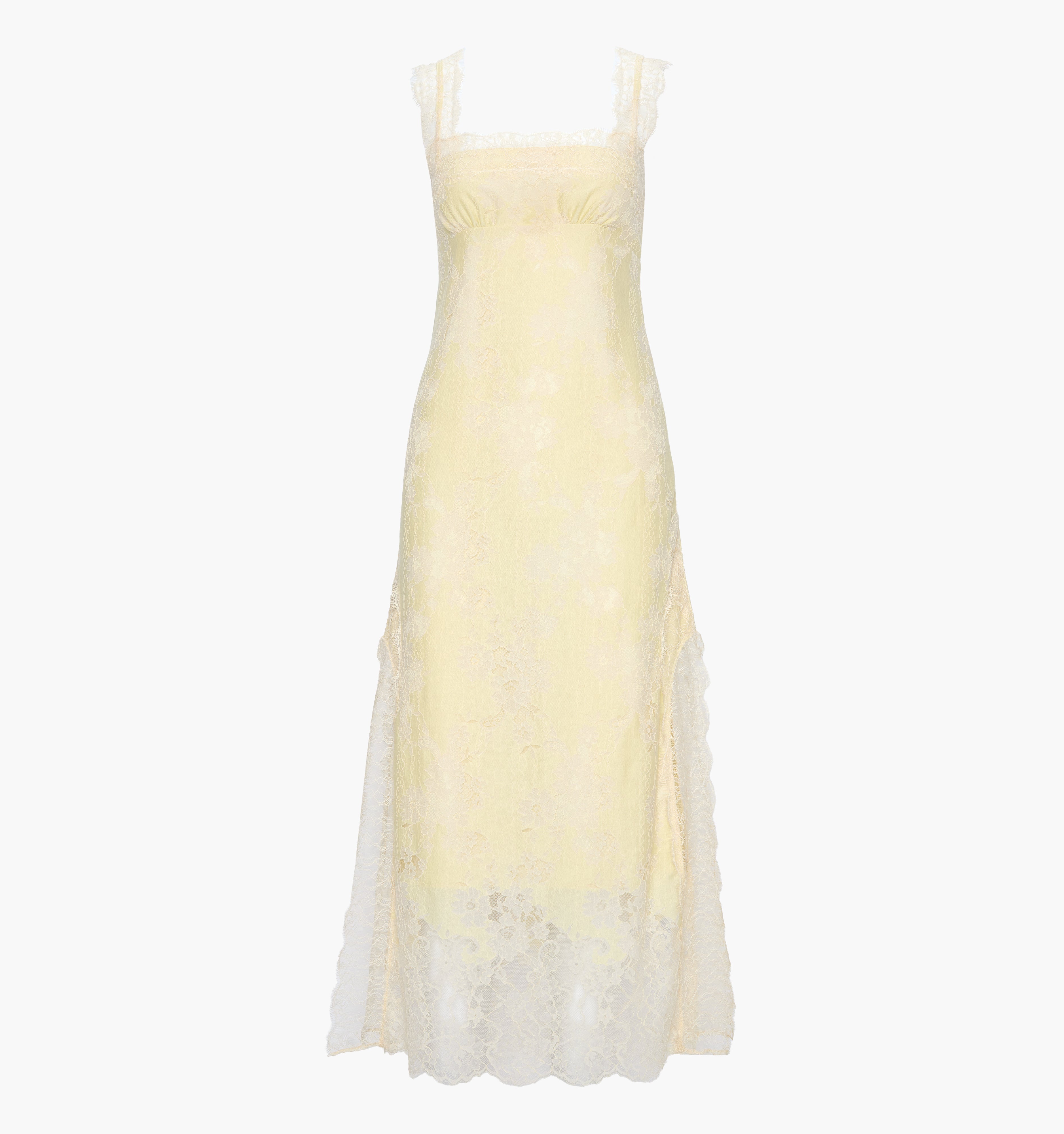 The Alba Dress - Yellow Trailing Lace