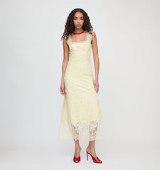The Alba Dress - Yellow Trailing Lace