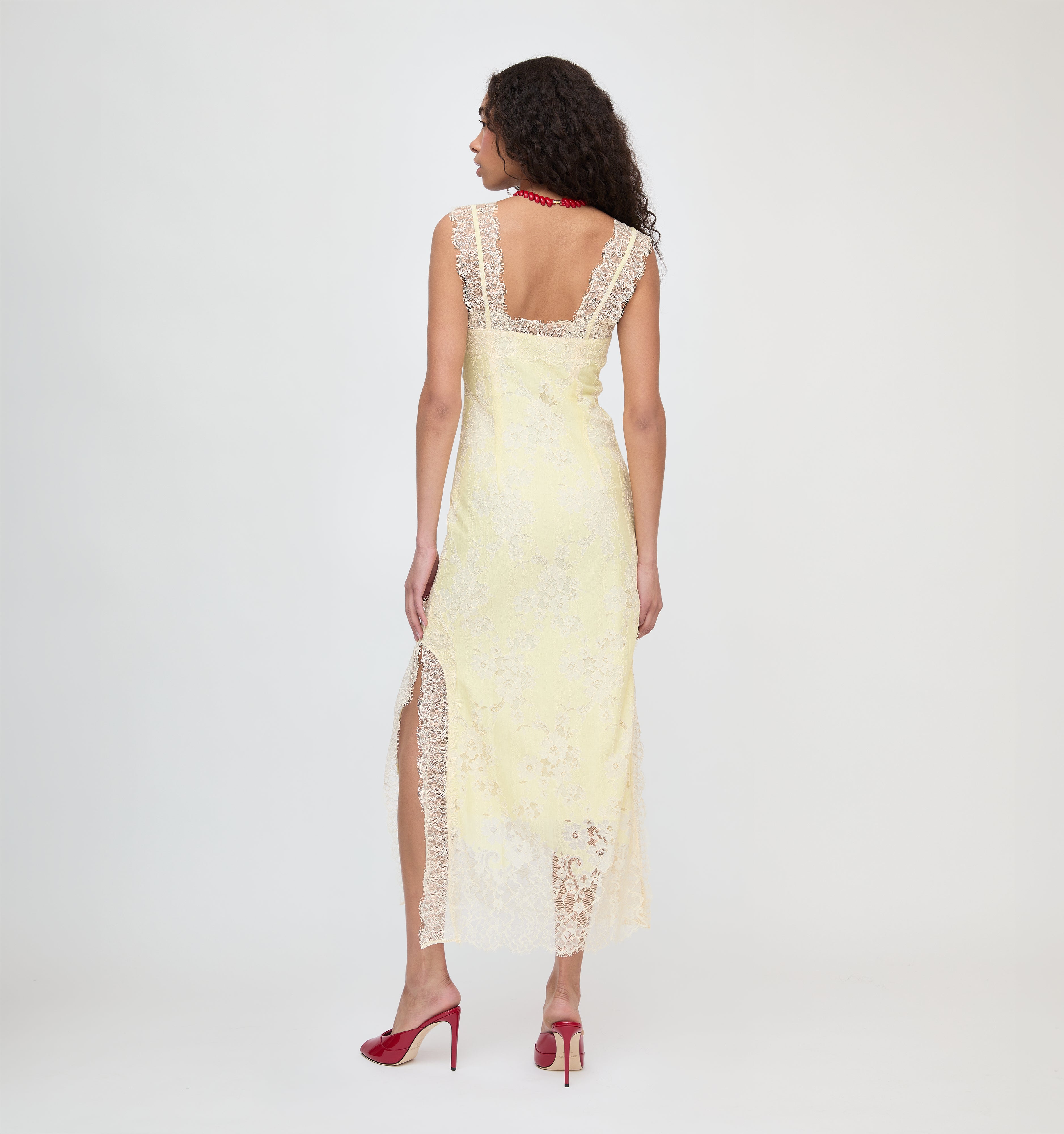 The Alba Dress - Yellow Trailing Lace