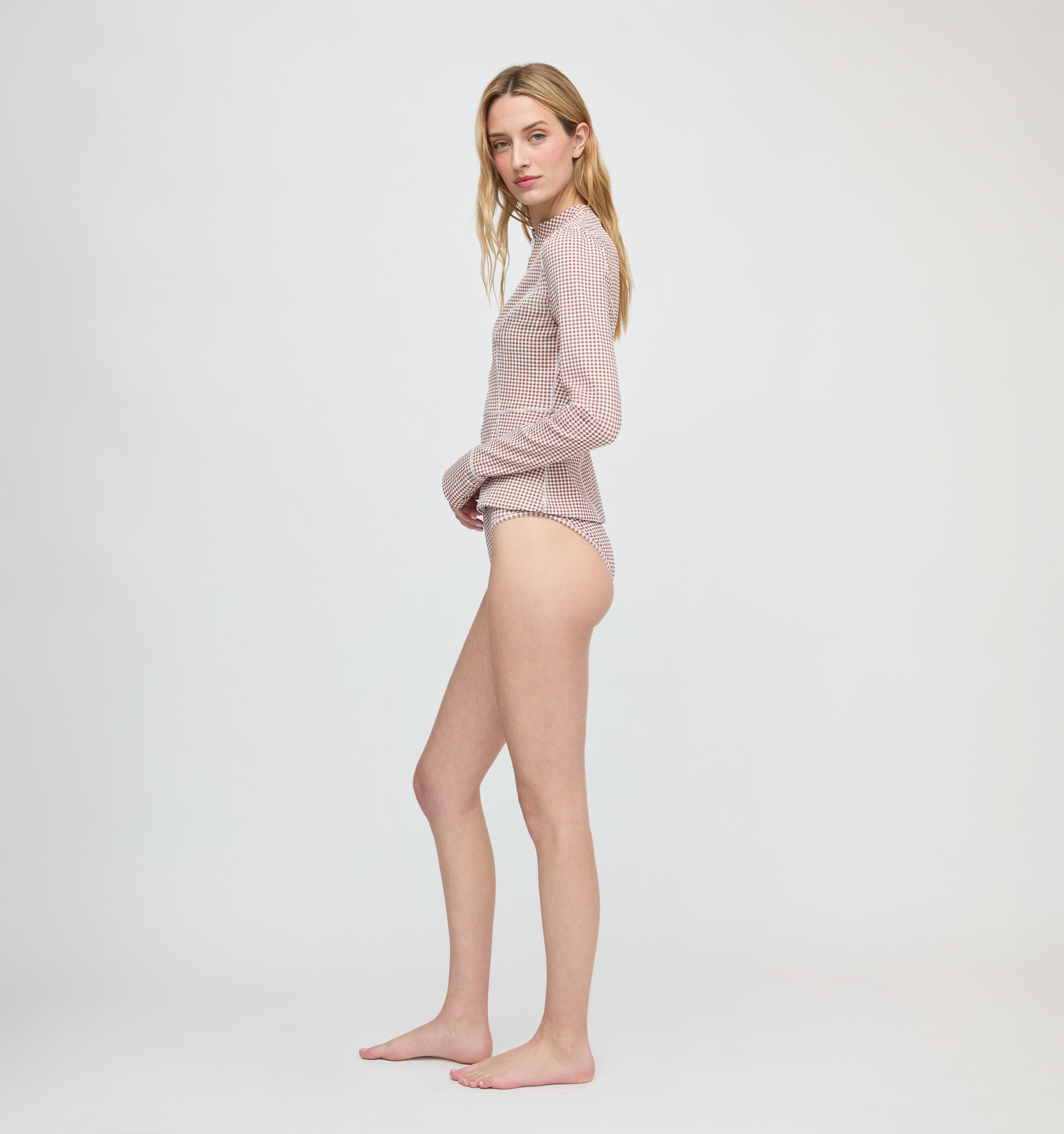 The Alexia Rashguard - Cognac Gingham