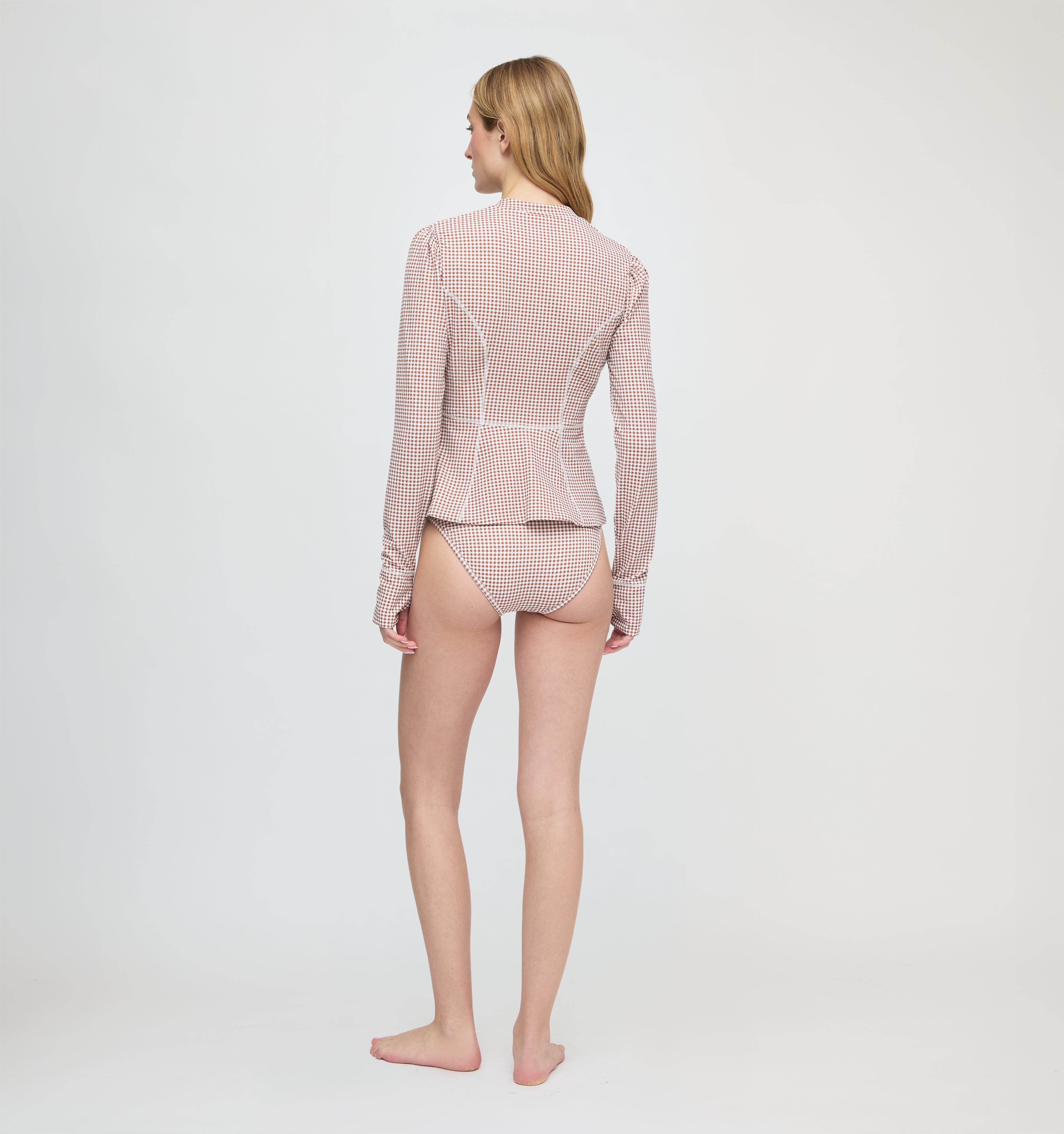 The Alexia Rashguard - Cognac Gingham