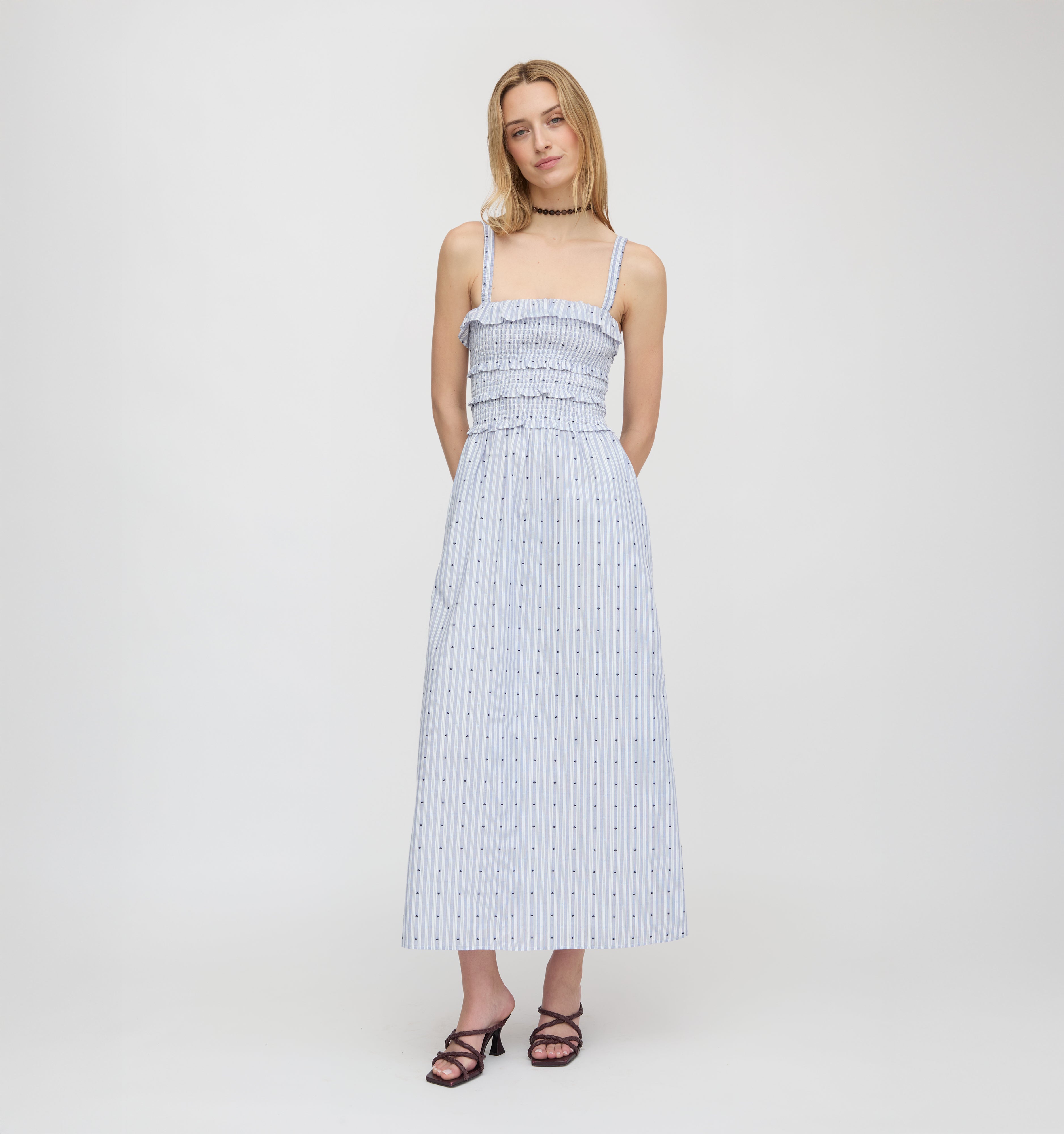 The Analiese Nap Dress - Blue Swiss Dot