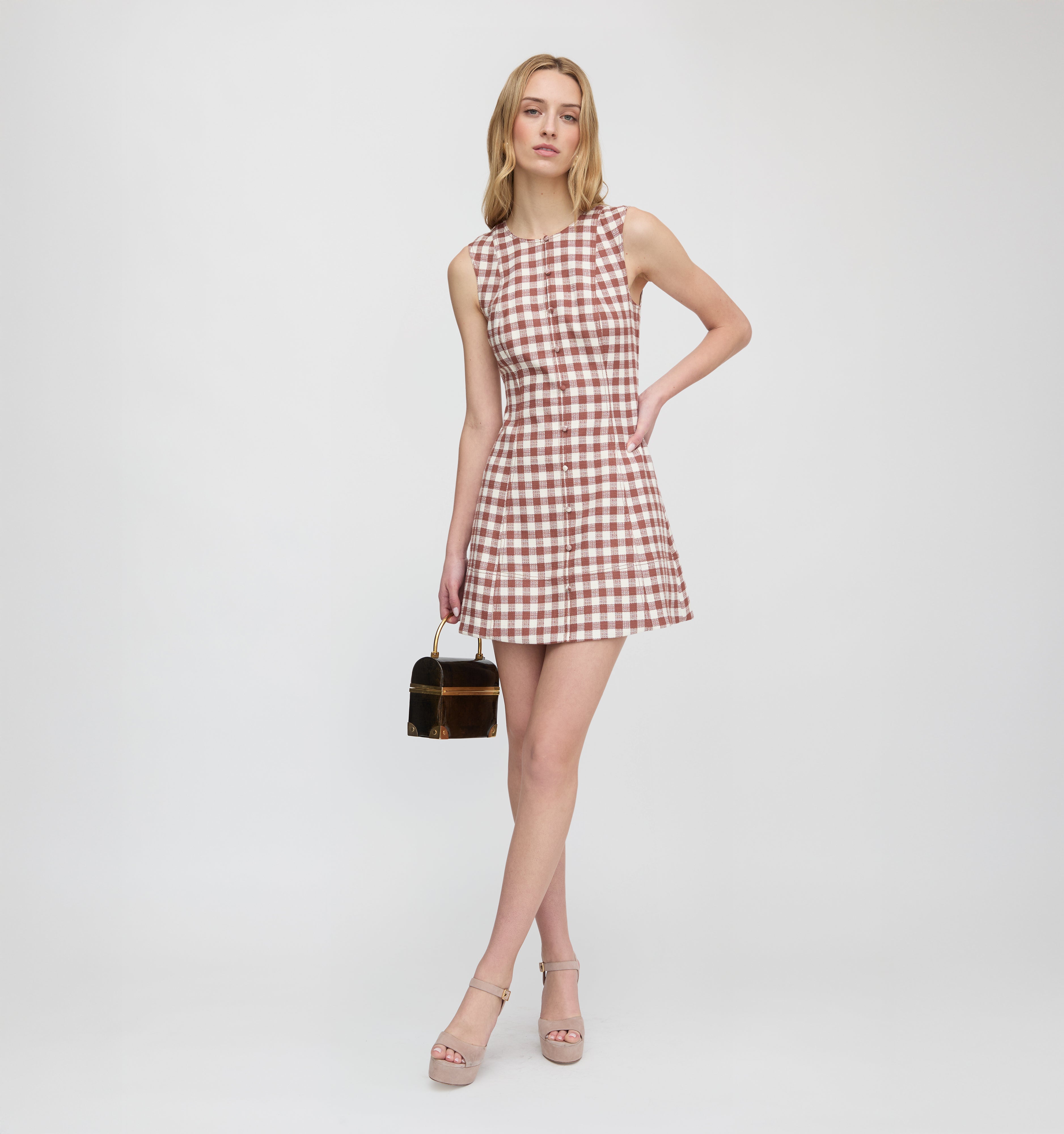 The Angie Dress - Cognac Gingham