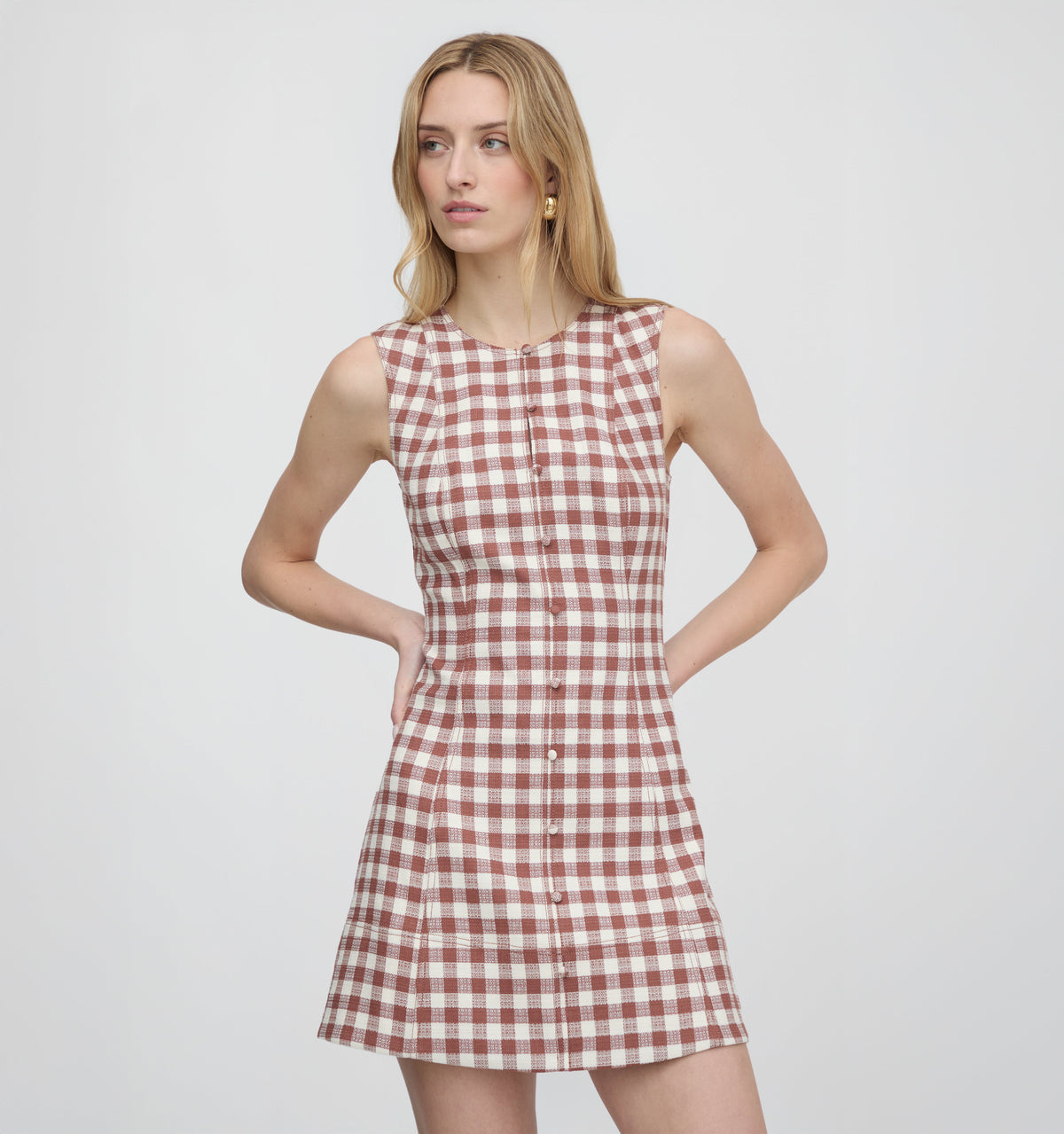 The Angie Dress - Cognac Gingham