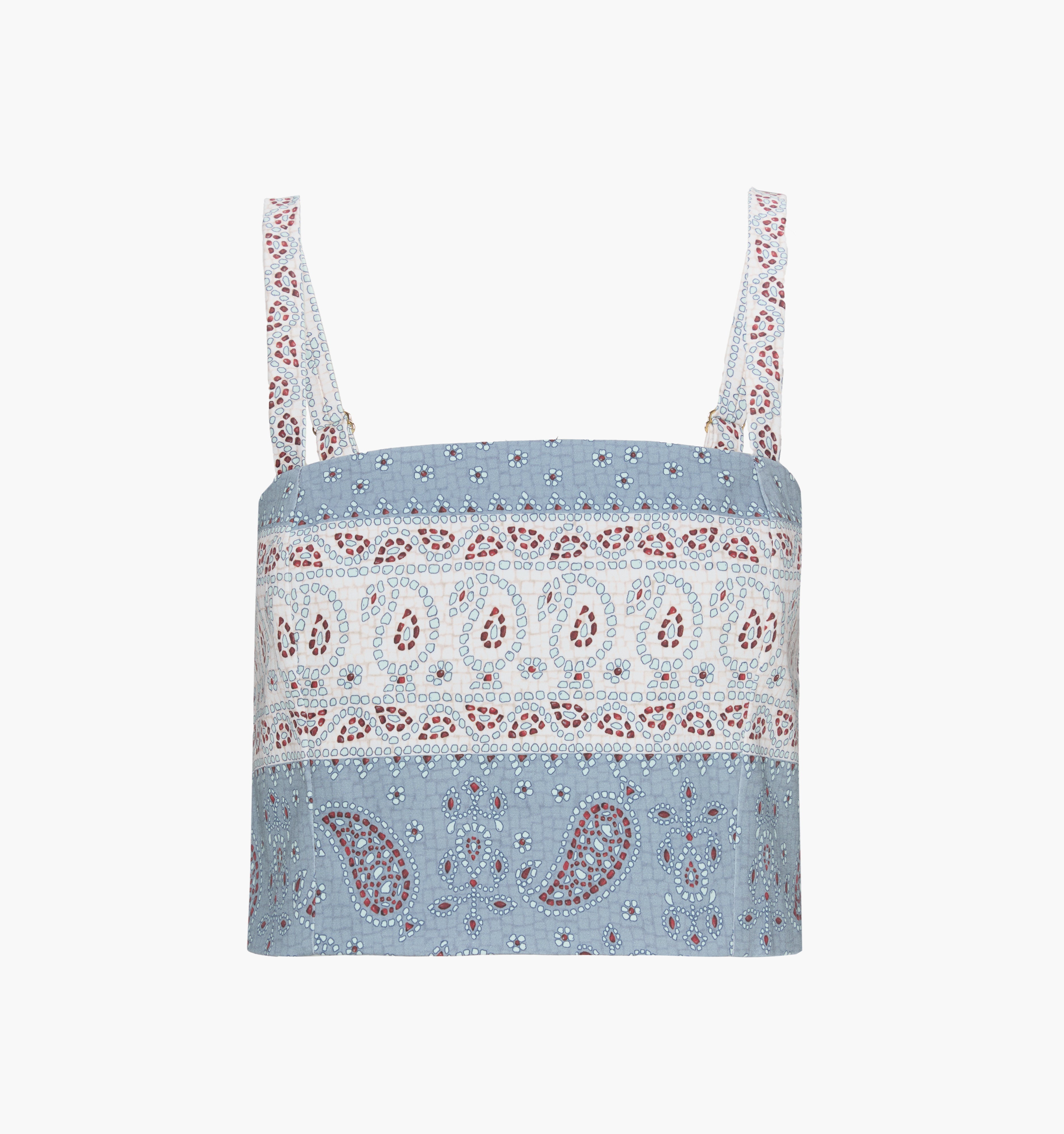 The Anya Top - Dusty Blue Gemstone Mosaic Scarf