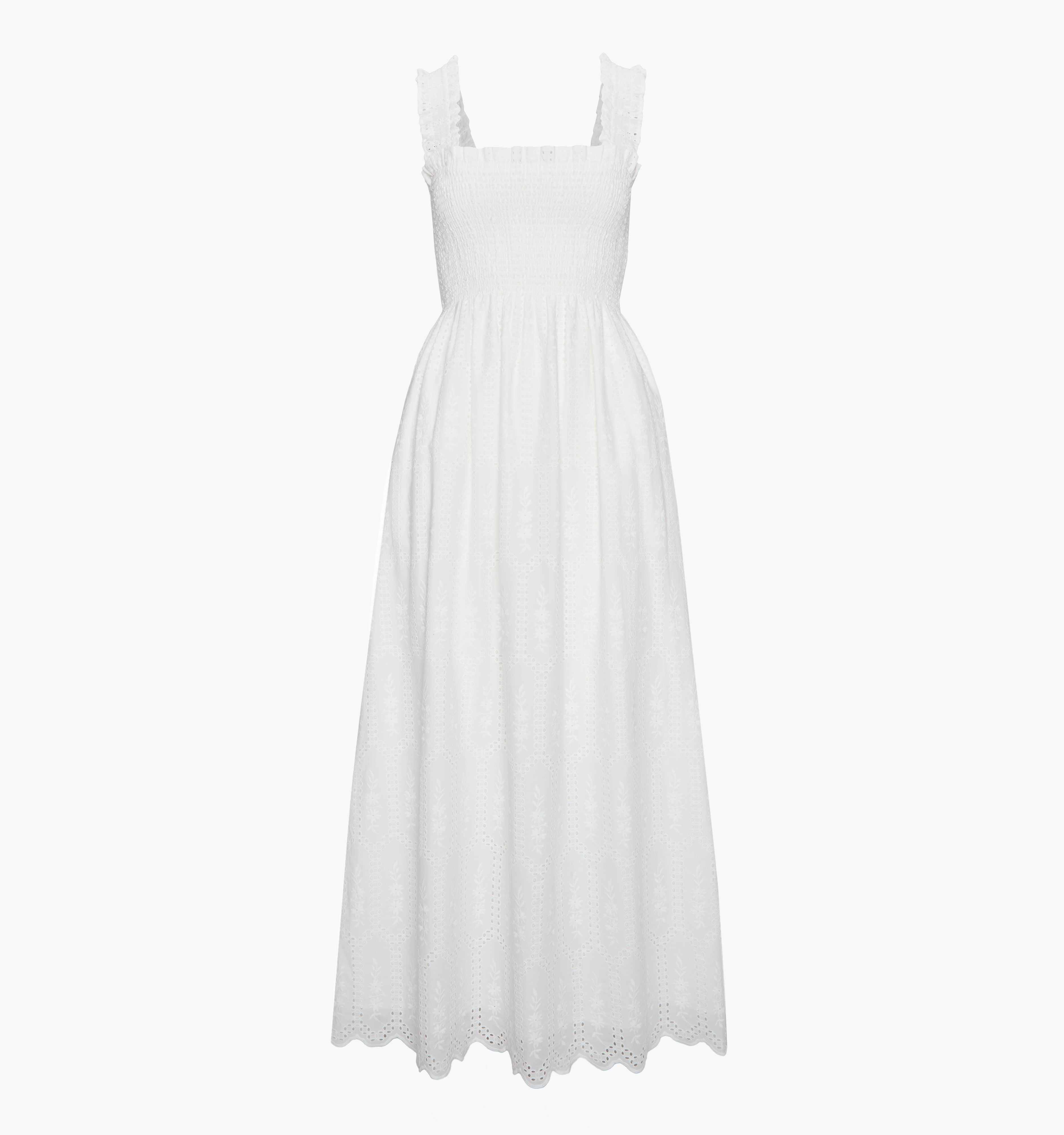 The Ashlyn Nap Dress - White Trellis Broderie