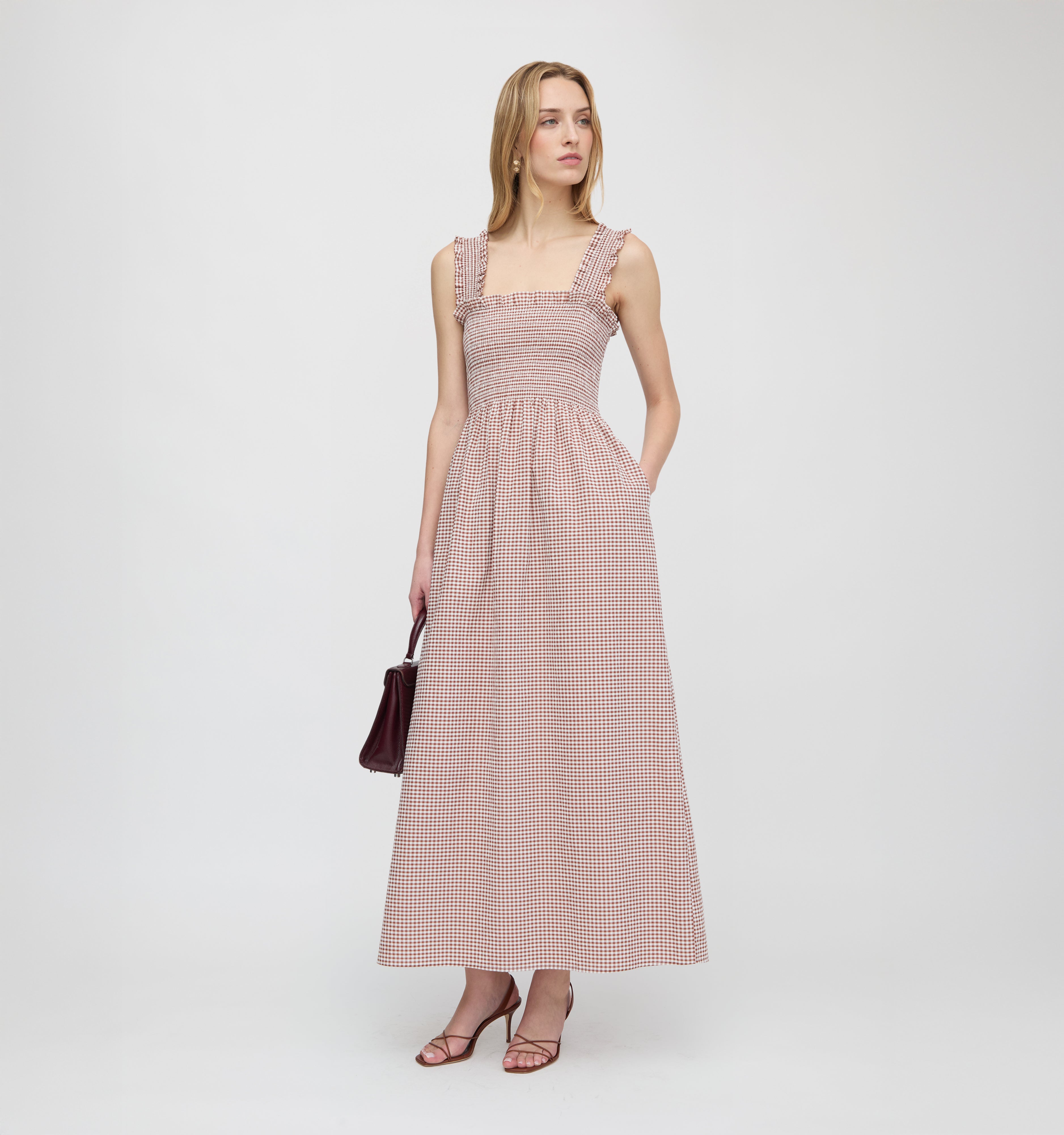 The Ashlyn Nap Dress - Cognac Gingham