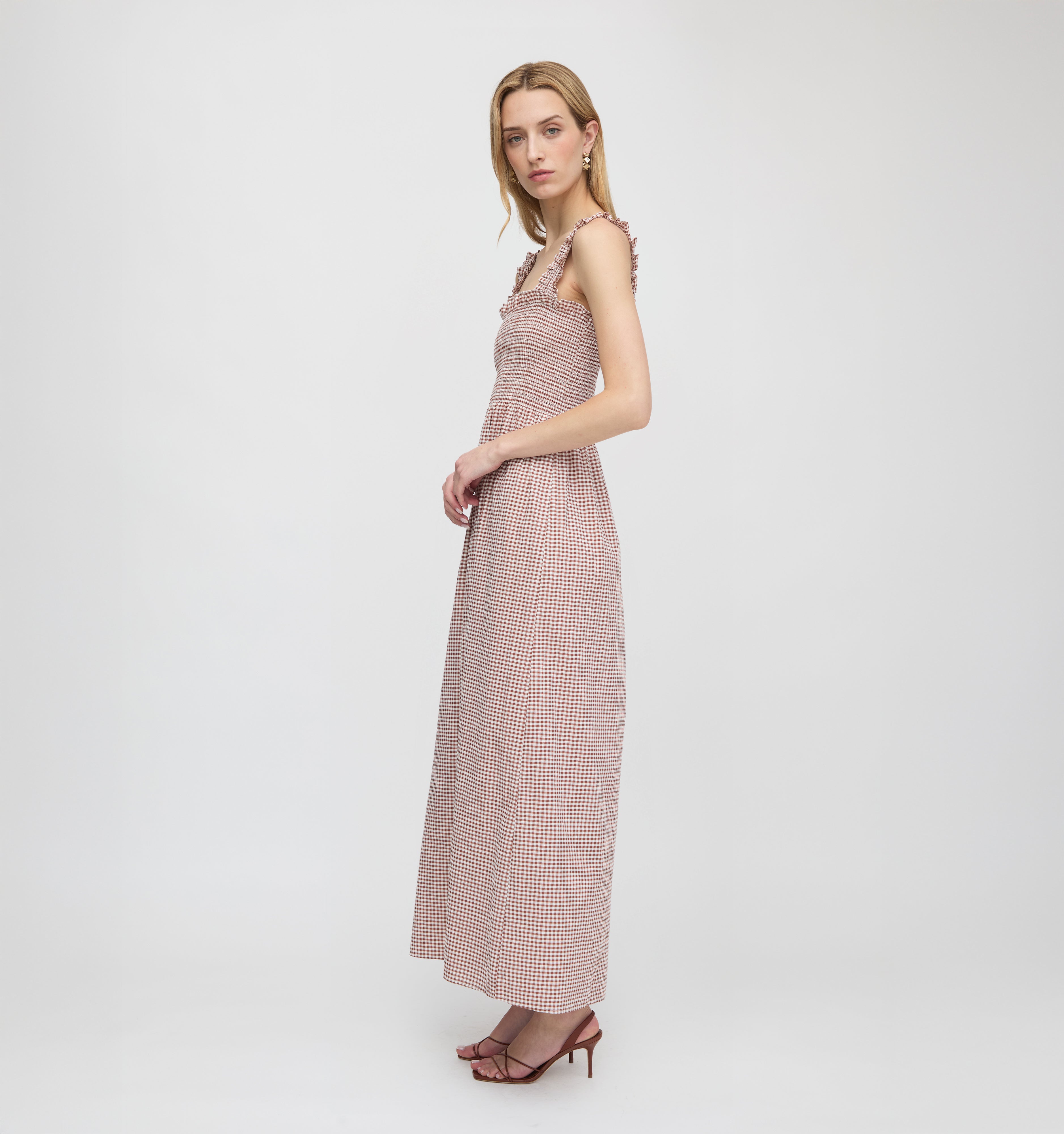 The Ashlyn Nap Dress - Cognac Gingham
