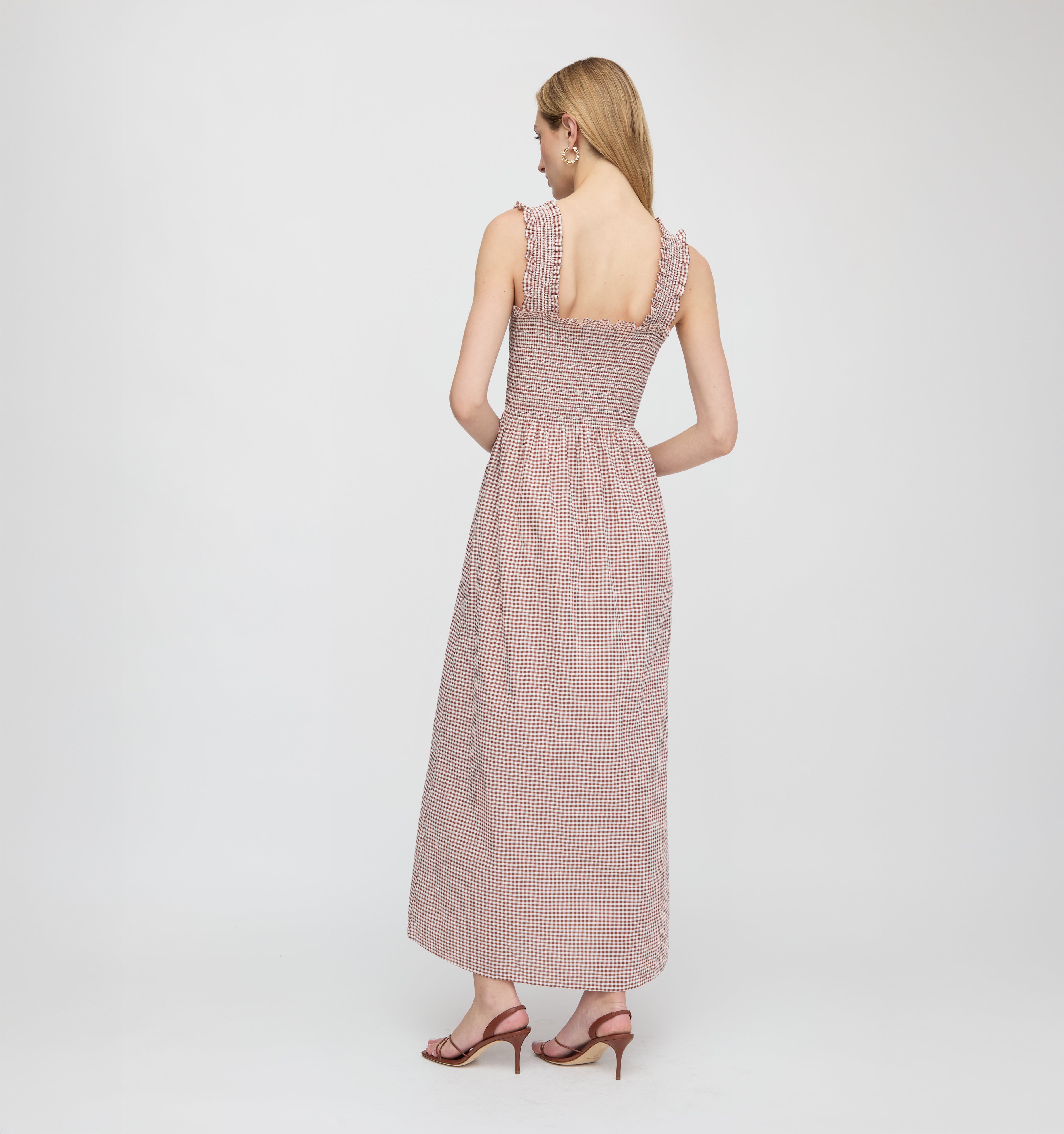 The Ashlyn Nap Dress - Cognac Gingham