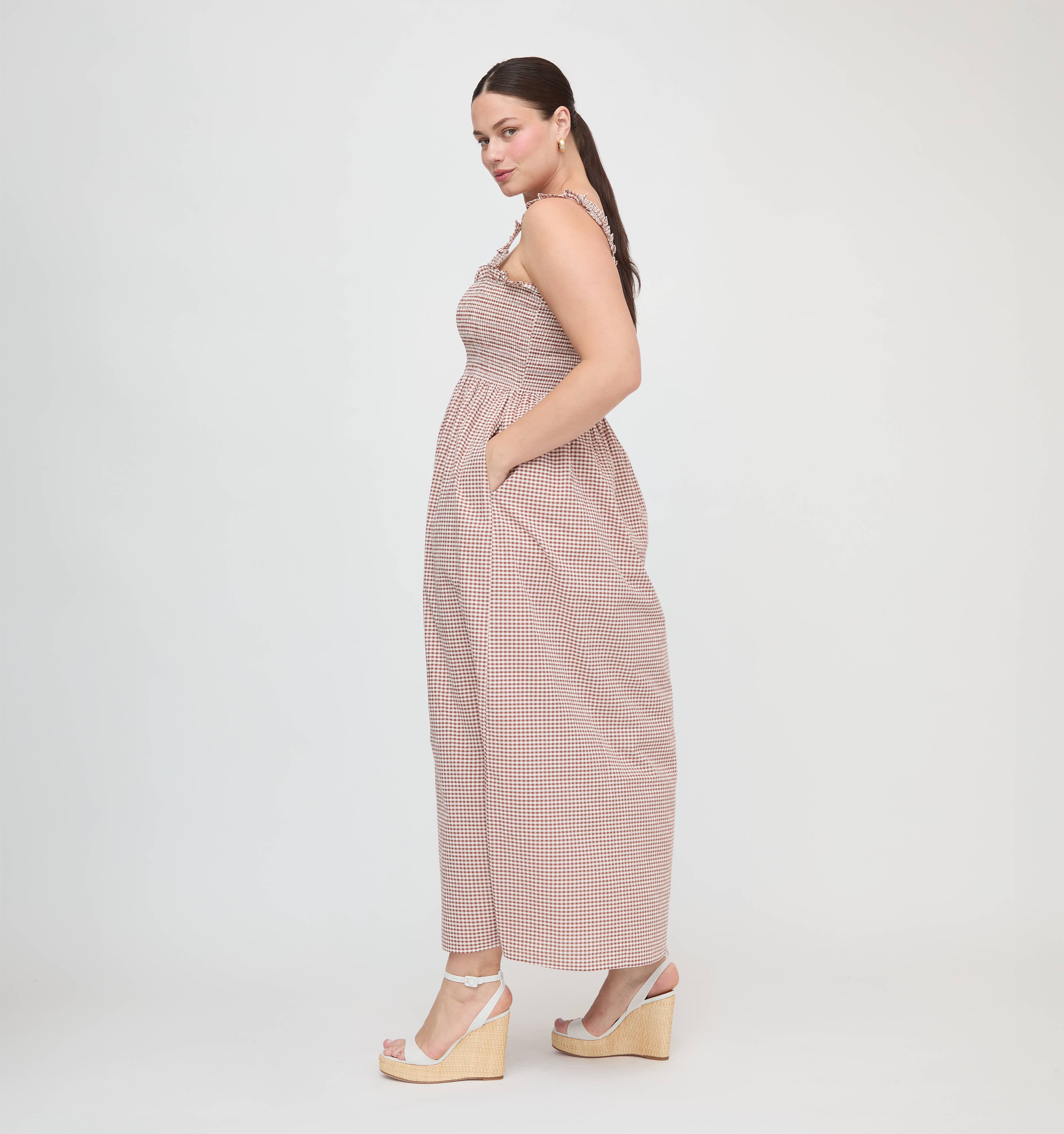 The Ashlyn Nap Dress - Cognac Gingham