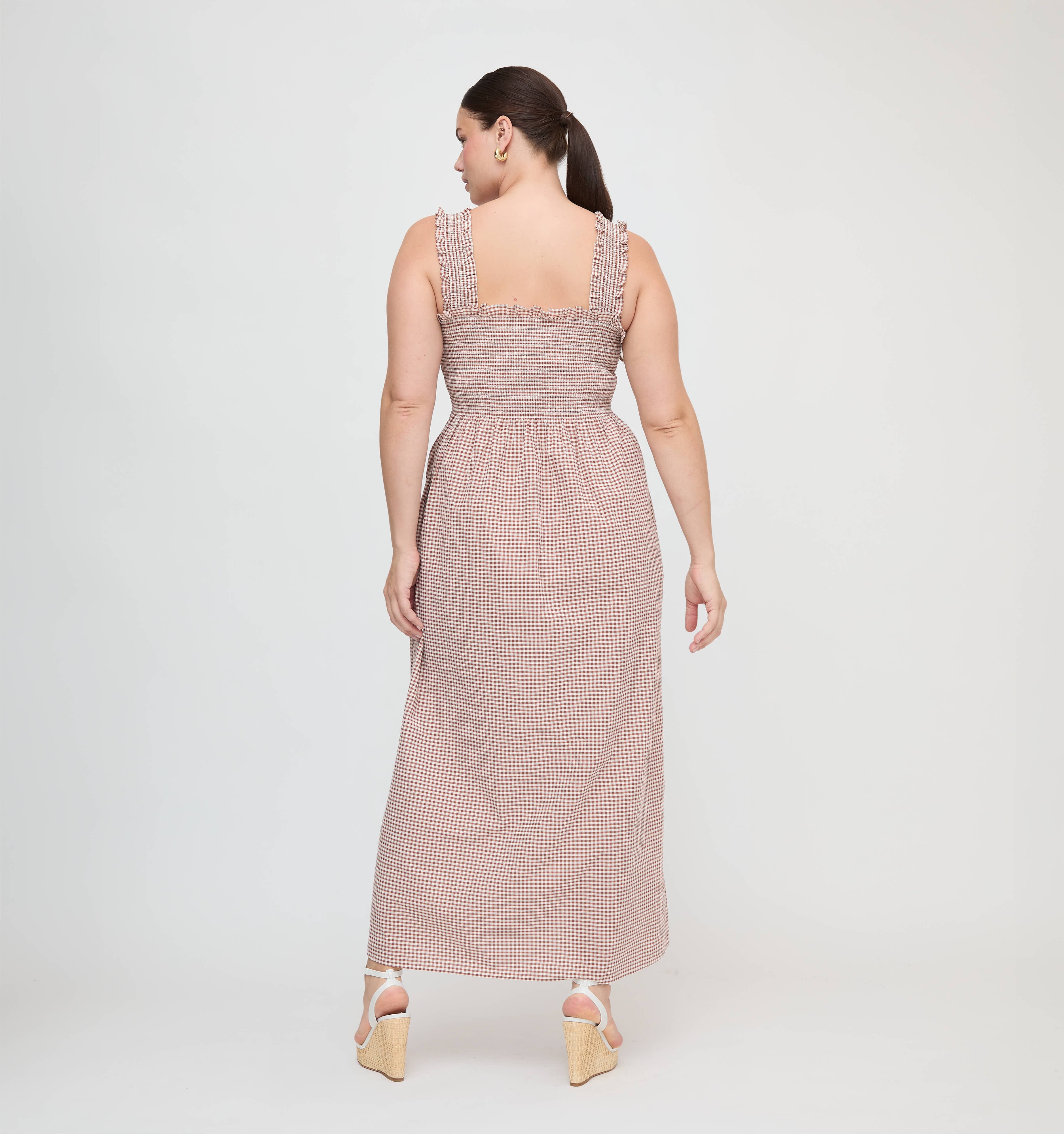 The Ashlyn Nap Dress - Cognac Gingham