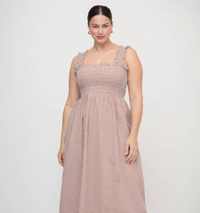 The Ashlyn Nap Dress - Cognac Gingham