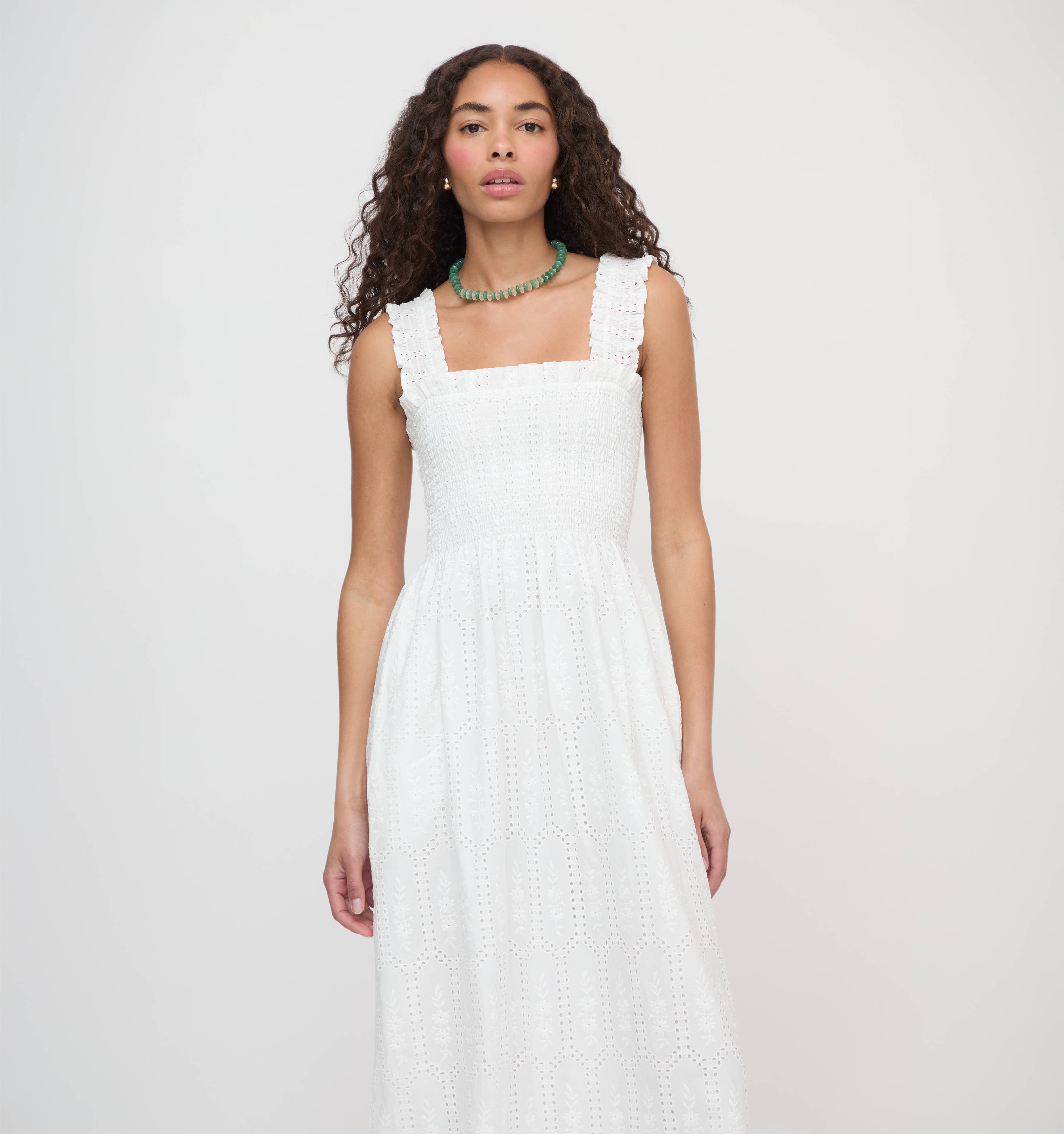 The Ashlyn Nap Dress - White Trellis Broderie