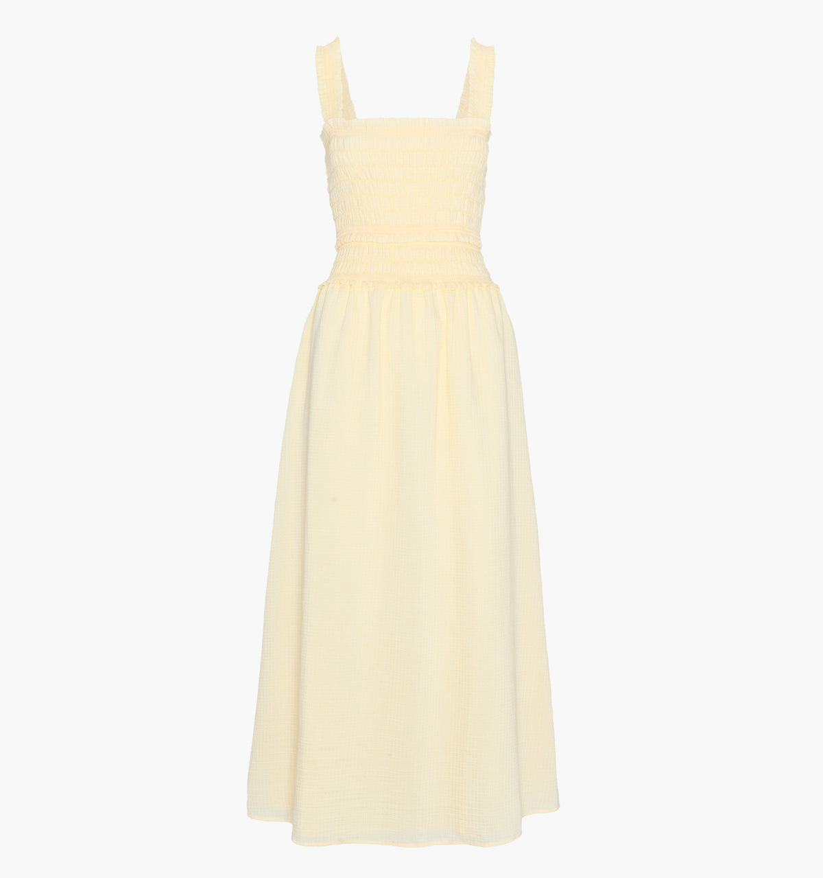 The Azalea Maxi Nap Dress - Butter Yellow Tonal Seersucker