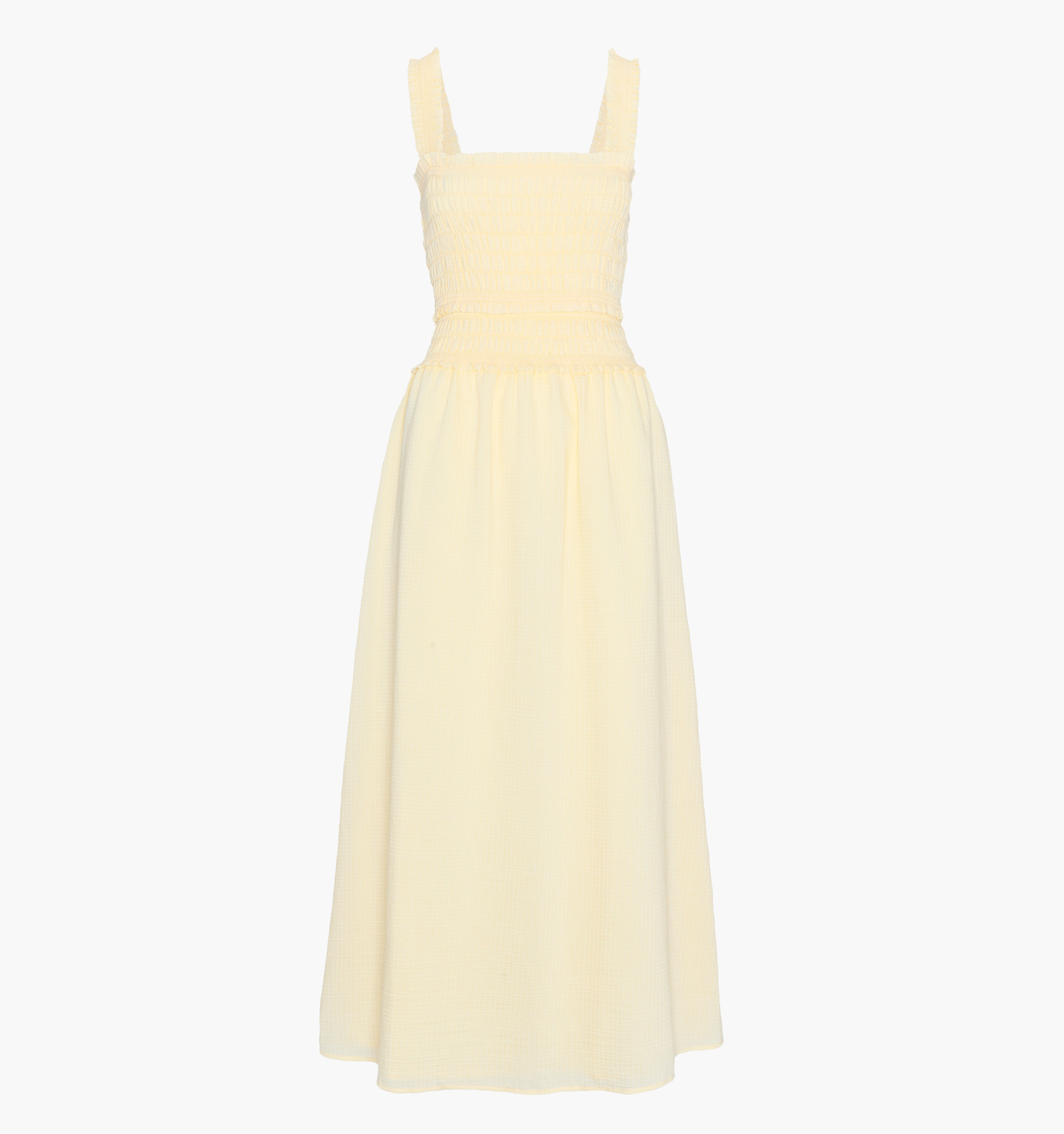 The Azalea Maxi Nap Dress - Butter Yellow Tonal Seersucker