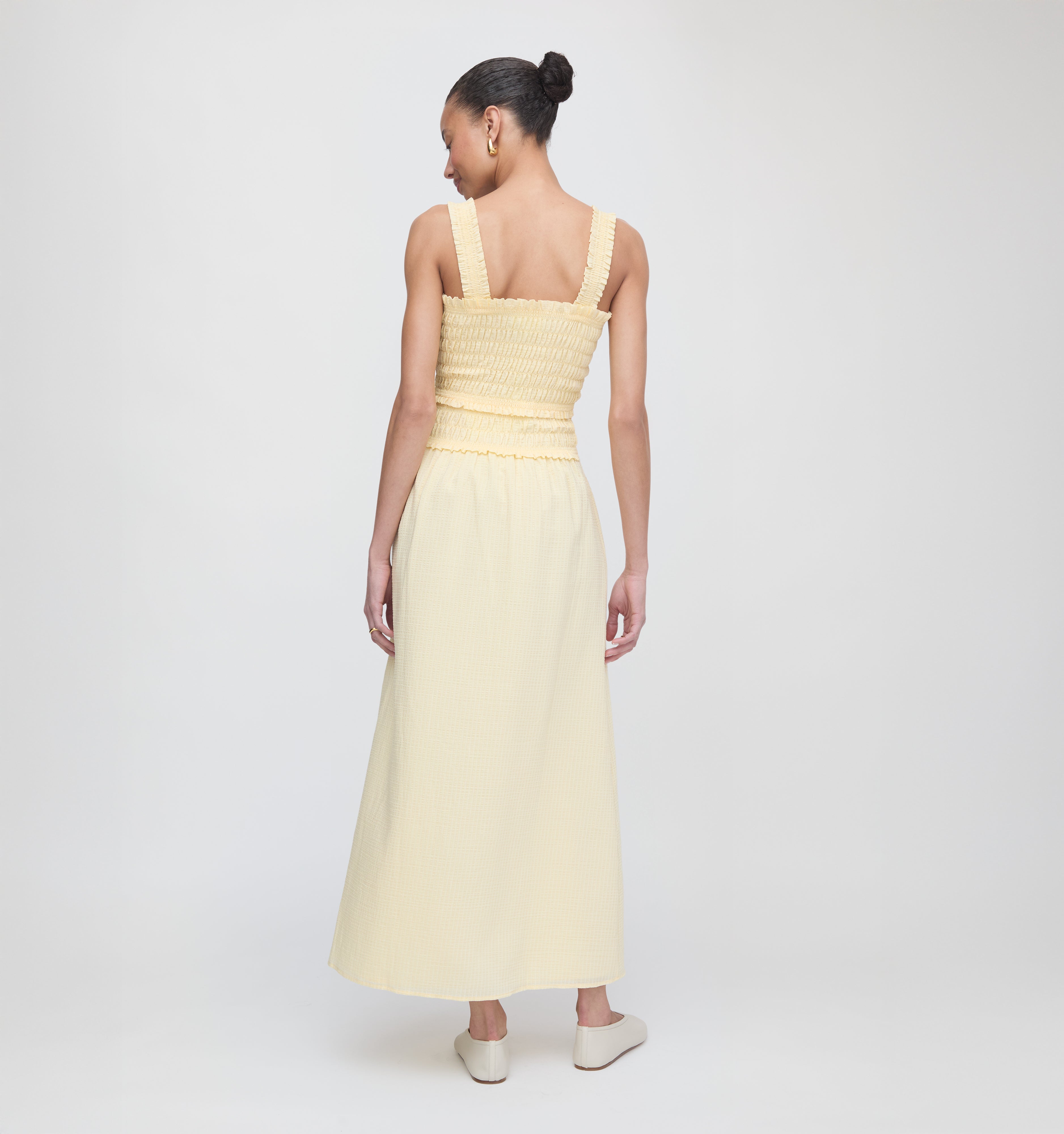 The Azalea Maxi Nap Dress - Butter Yellow Tonal Seersucker
