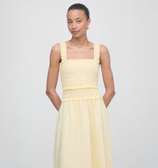 The Azalea Maxi Nap Dress - Butter Yellow Tonal Seersucker