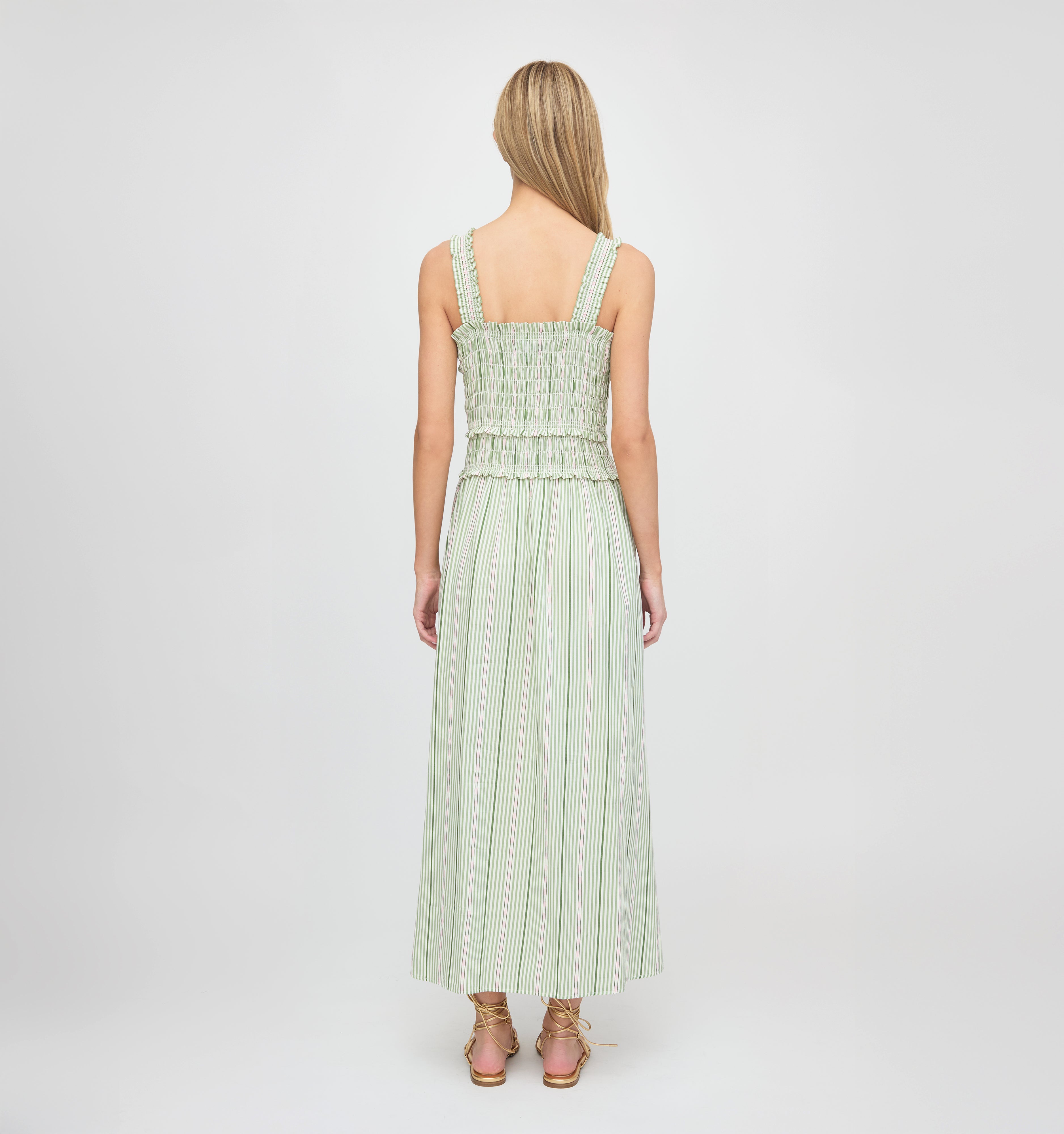 The Azalea Maxi Nap Dress - Green Jacquard Stripe