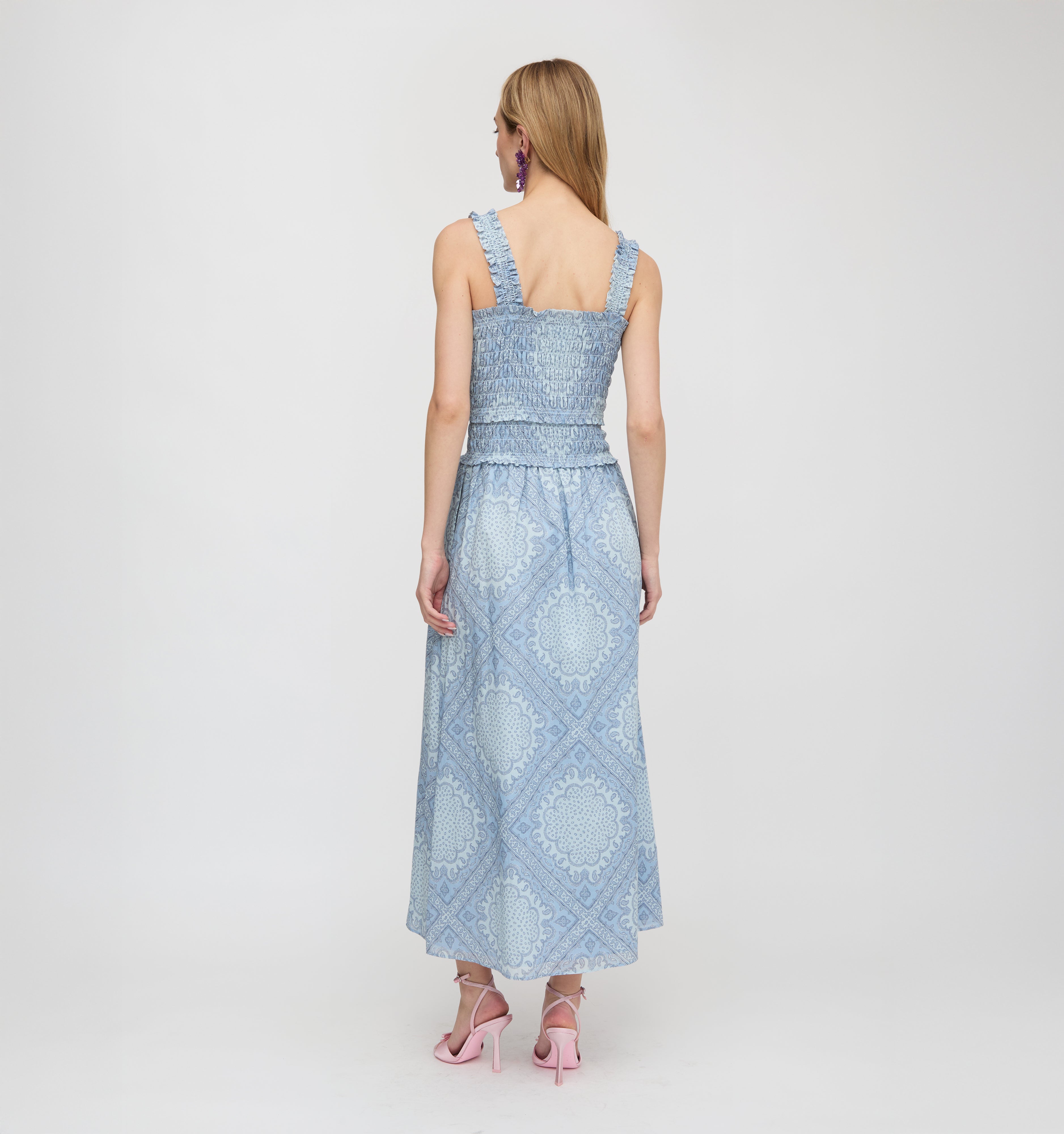 The Azalea Maxi Nap Dress - Dusty Blue Paisley Scarf
