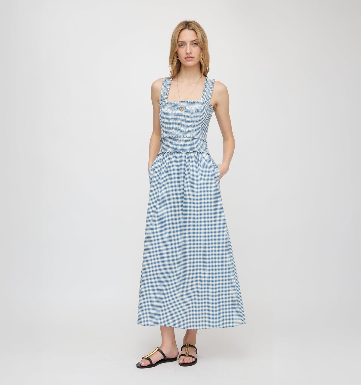 The Azalea Maxi Nap Dress - Lagoon Gingham