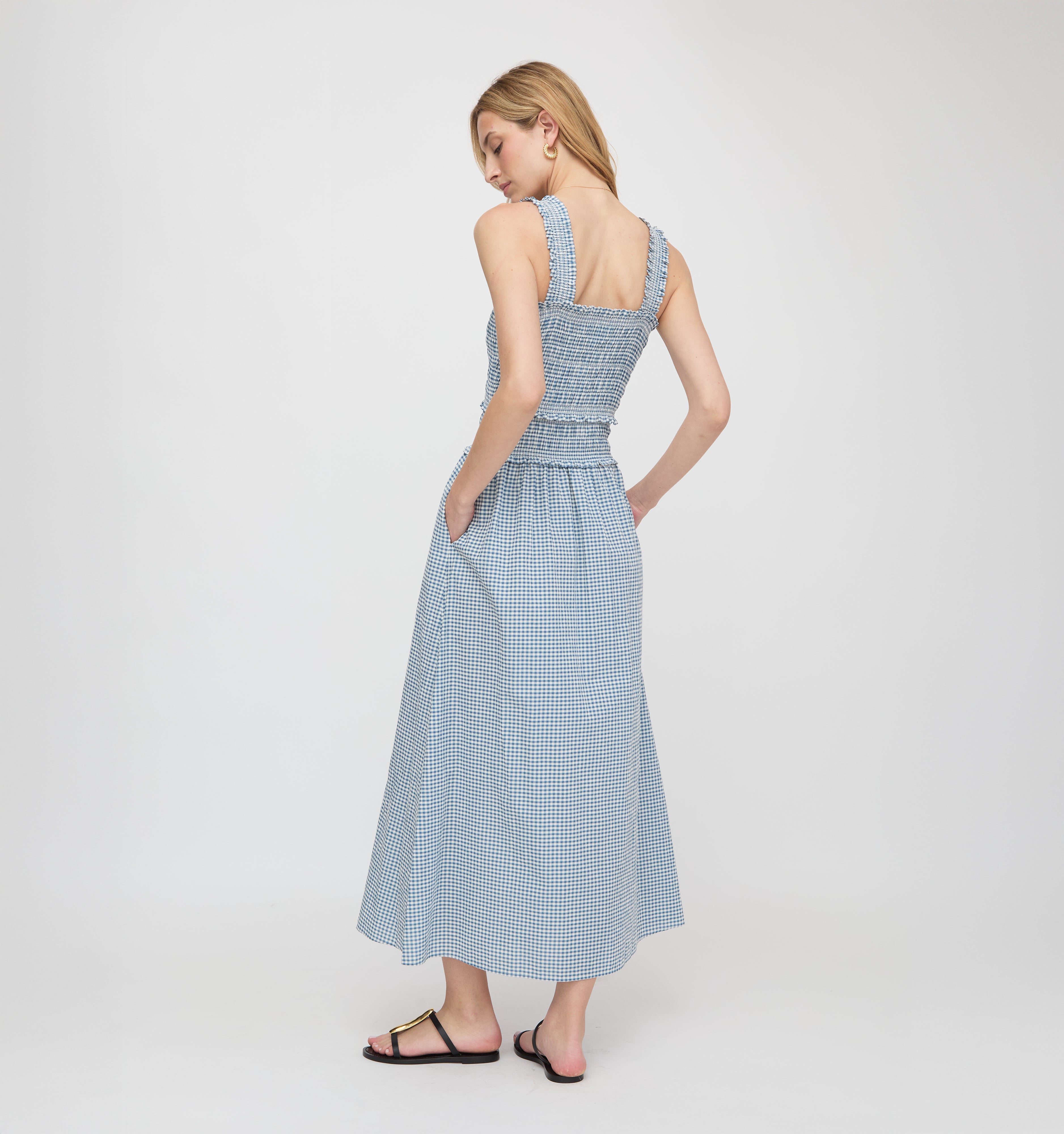 The Azalea Maxi Nap Dress - Lagoon Gingham