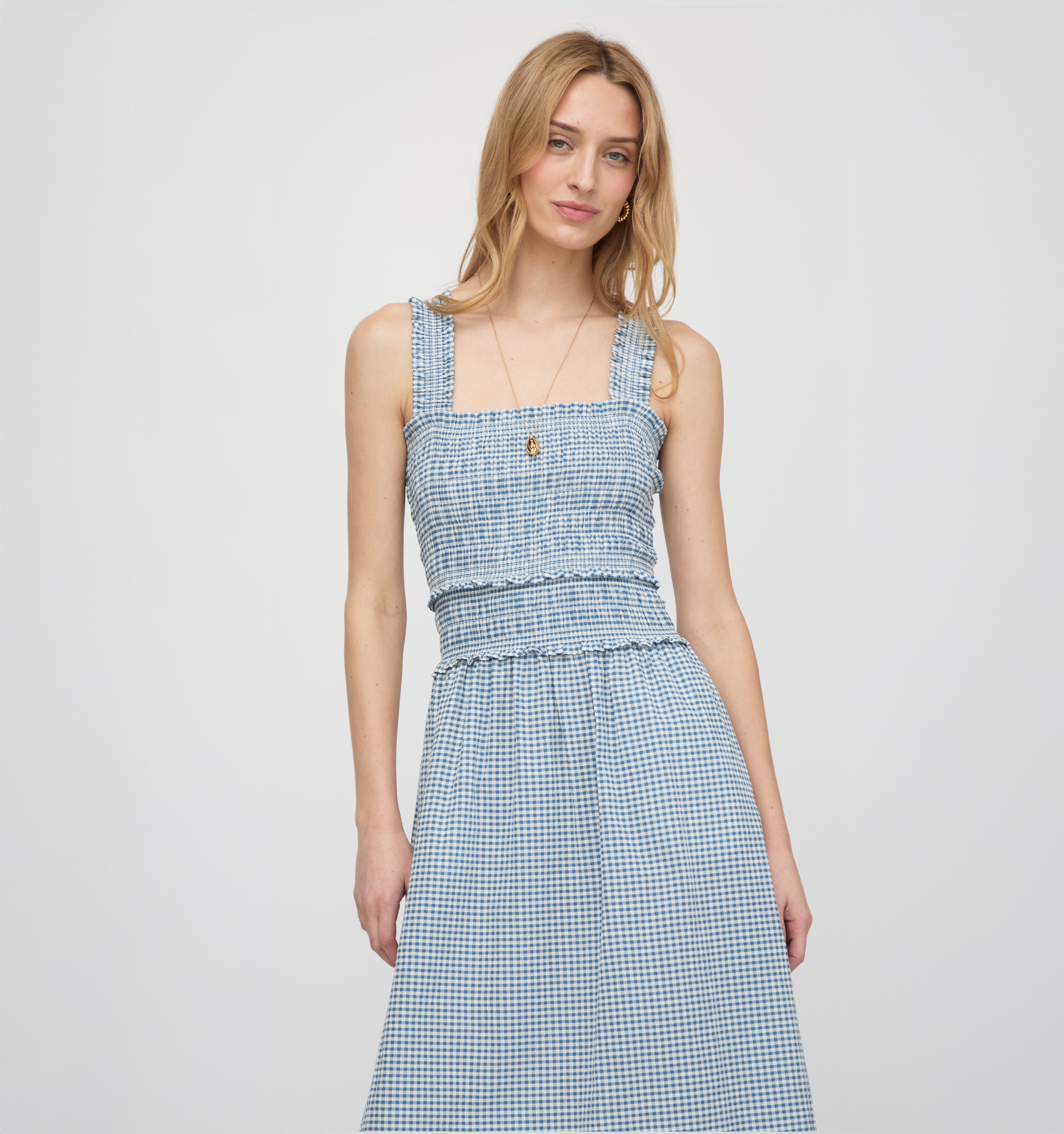 The Azalea Maxi Nap Dress - Lagoon Gingham
