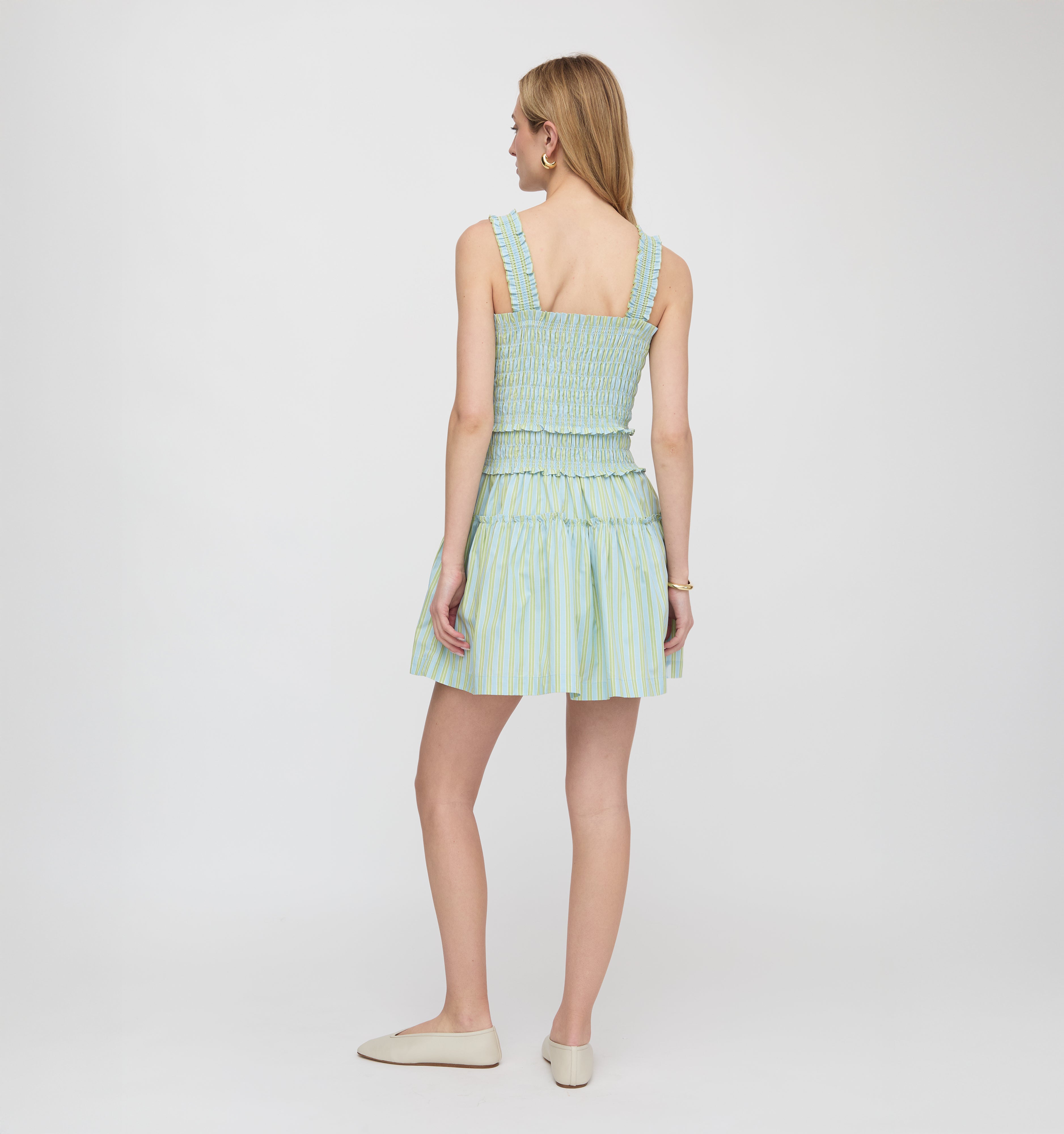 The Azalea Mini Nap Dress - Blue/Green Stripe