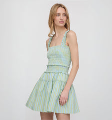 The Azalea Mini Nap Dress - Blue/Green Stripe