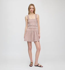The Azalea Mini Nap Dress - Cognac Gingham
