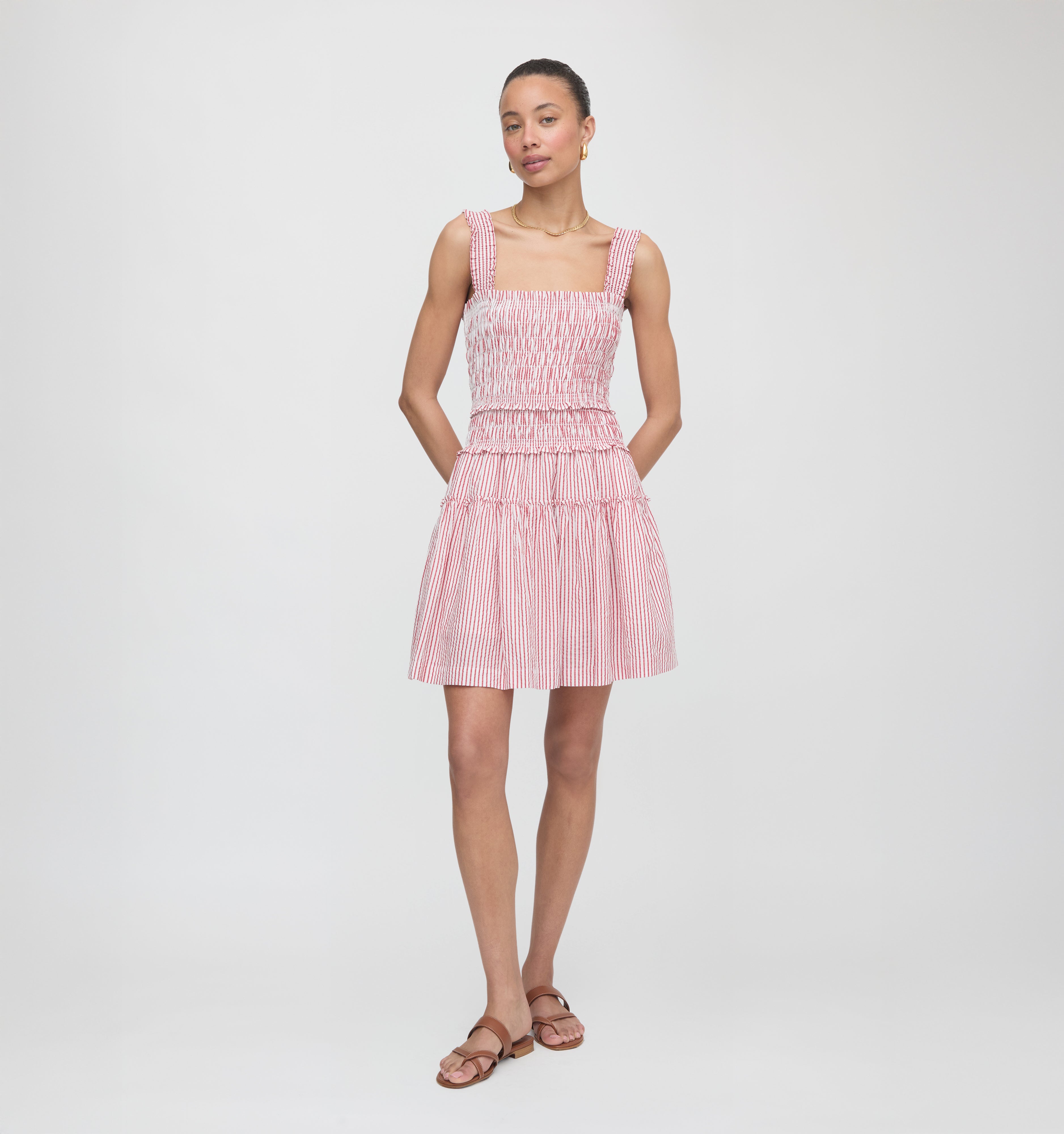 The Azalea Mini Nap Dress - Red Ticking Stripe