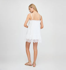 The Bexley Dress - White Voile with Lace Trim