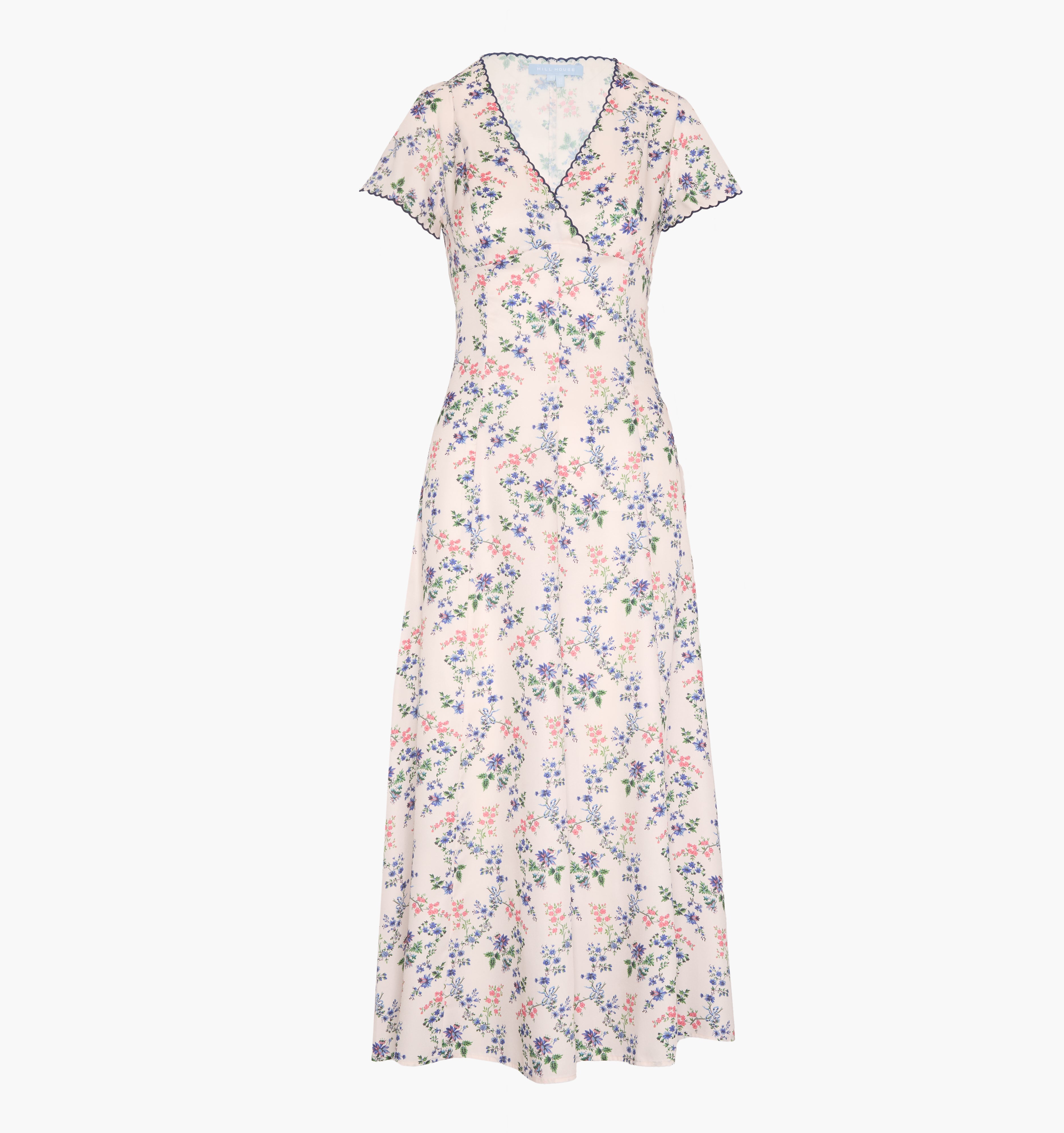The Brie Dress - Scallop Bow Chintz Pink