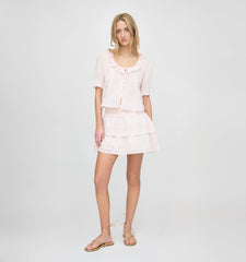The Meena Skirt - Powder Pink Swiss Dot